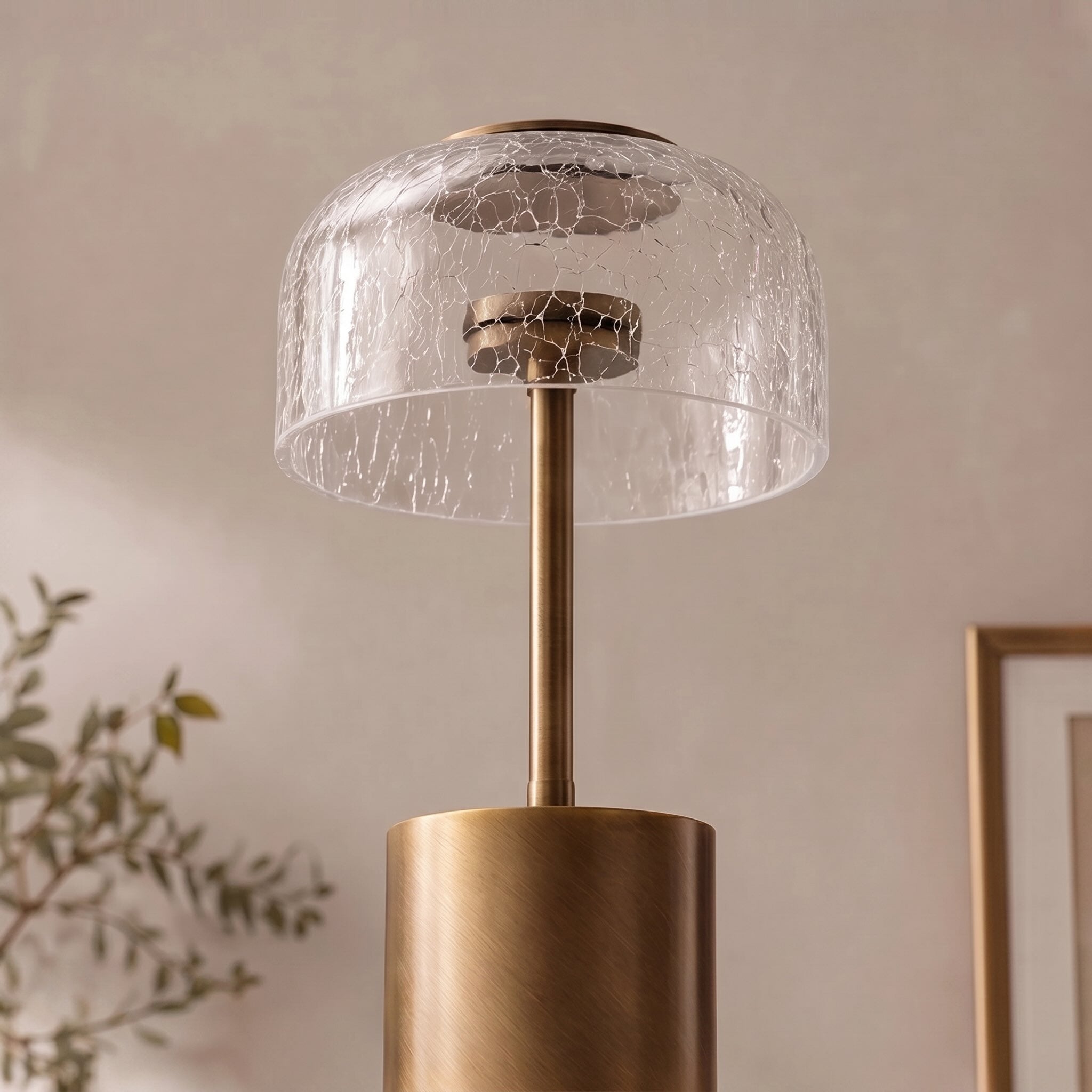 Modern bordslampa med lampskärm i sprucket glas, sladdlös design, justerbar LED-färgtemperatur | ribuella
