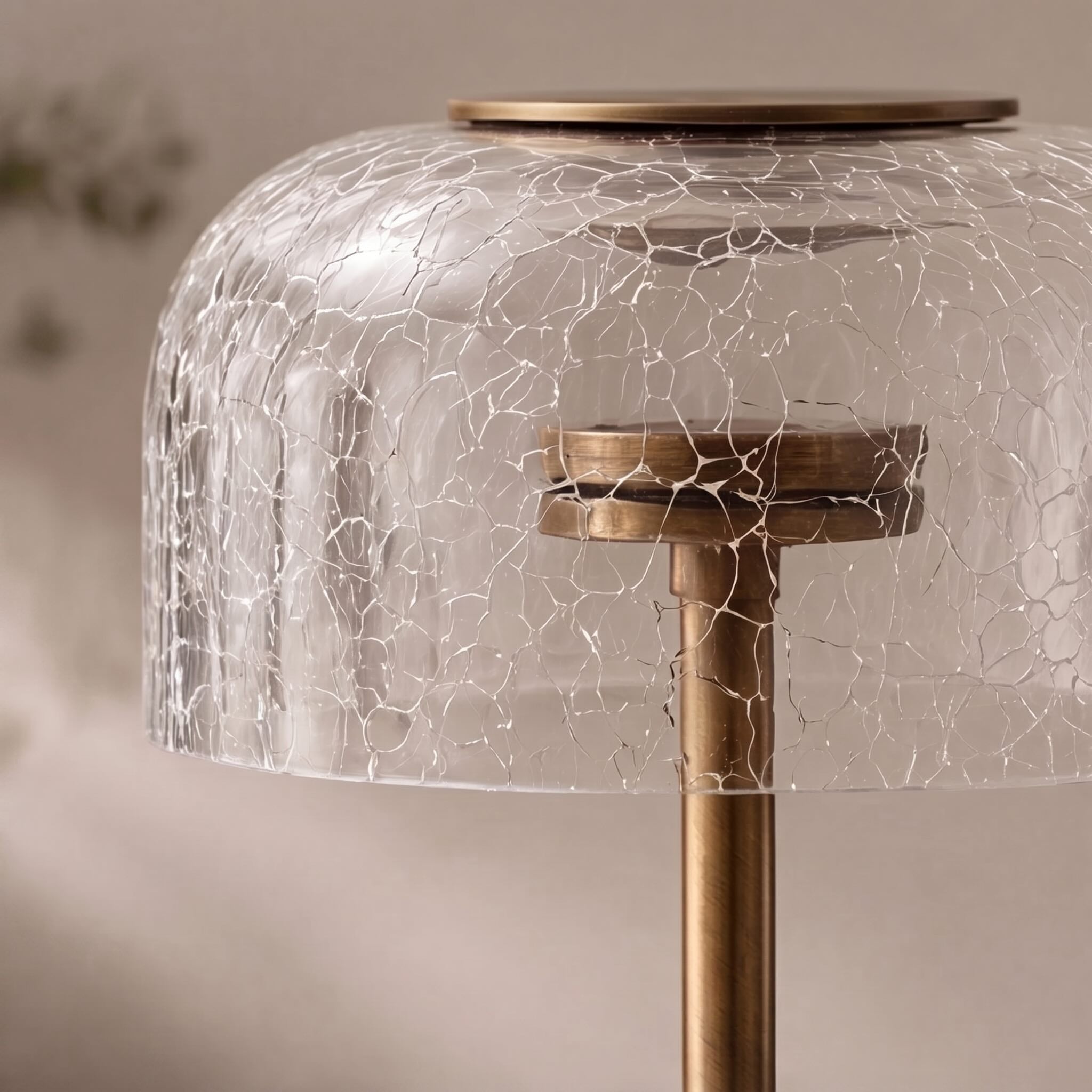 Modern bordslampa med lampskärm i sprucket glas, sladdlös design, justerbar LED-färgtemperatur | ribuella