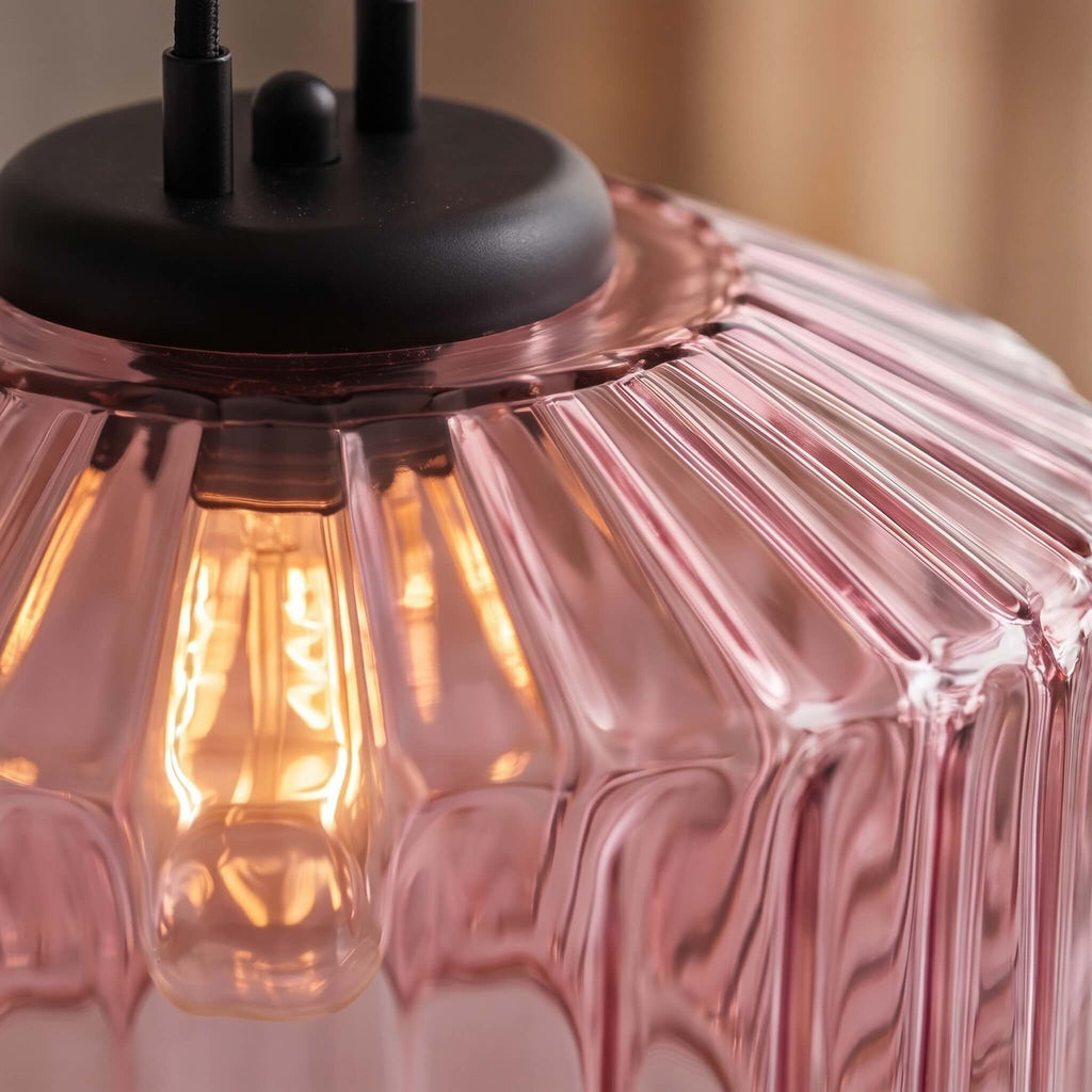 Modern Nordic Pendant Light Adjustable Hanging Glass Shade Iron Construction E27 Compatible | ribuella