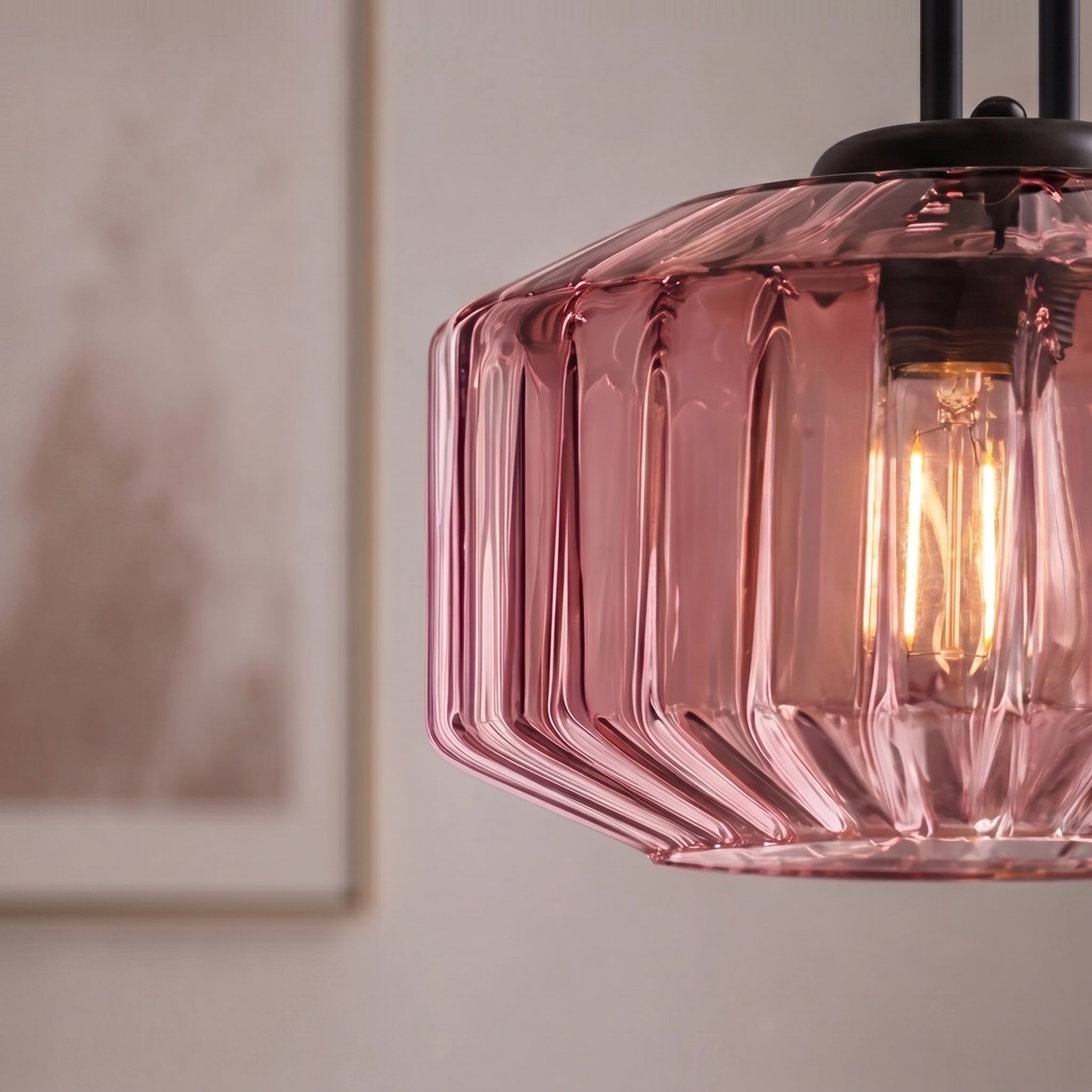 Modern Nordic Pendant Light Adjustable Hanging Glass Shade Iron Construction E27 Compatible | ribuella