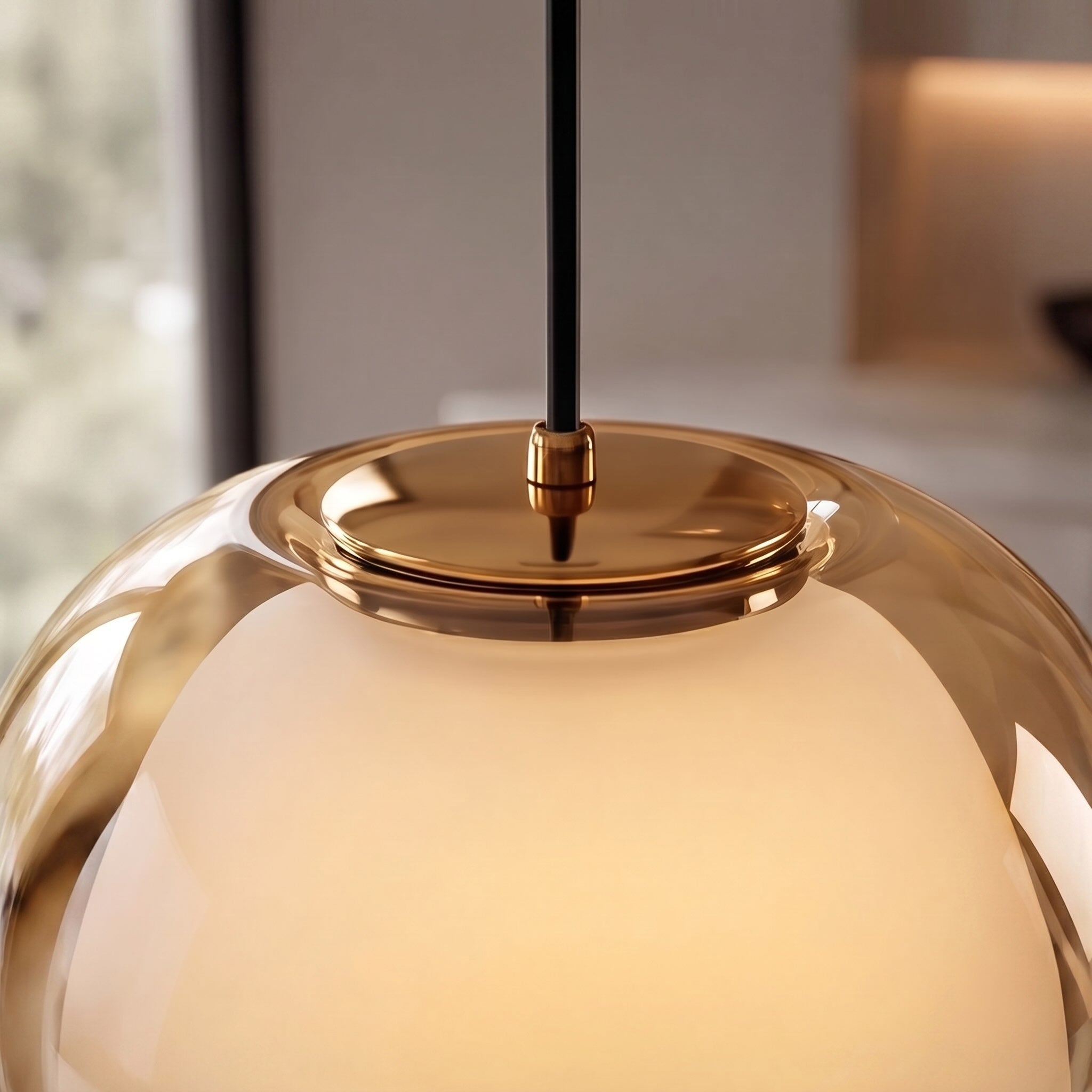 Moderne verstellbare Pendelleuchte mit Glaskuppel für Küche, Esszimmer und Wohnzimmer | ribuella