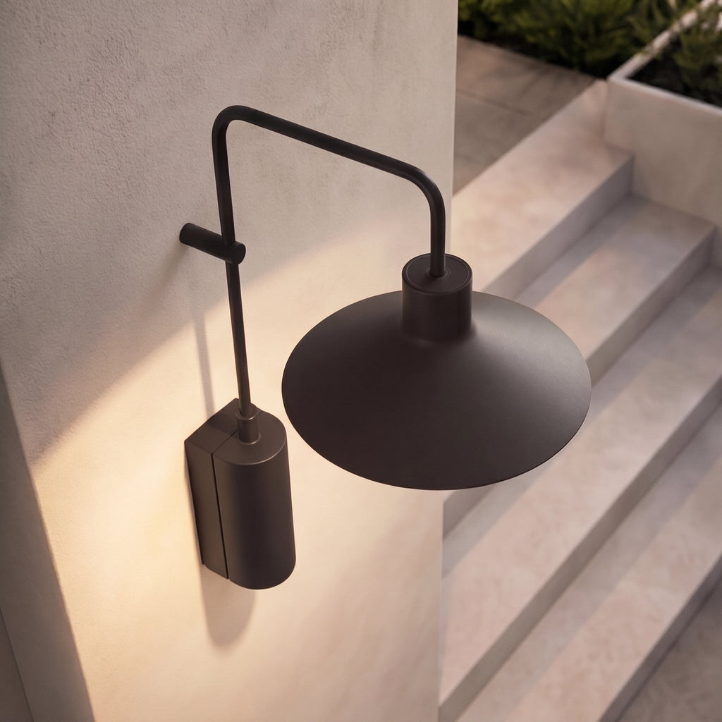 Modern Outdoor Wall Light Waterproof Metal Adjustable LED Wide Cone Design | ribuella