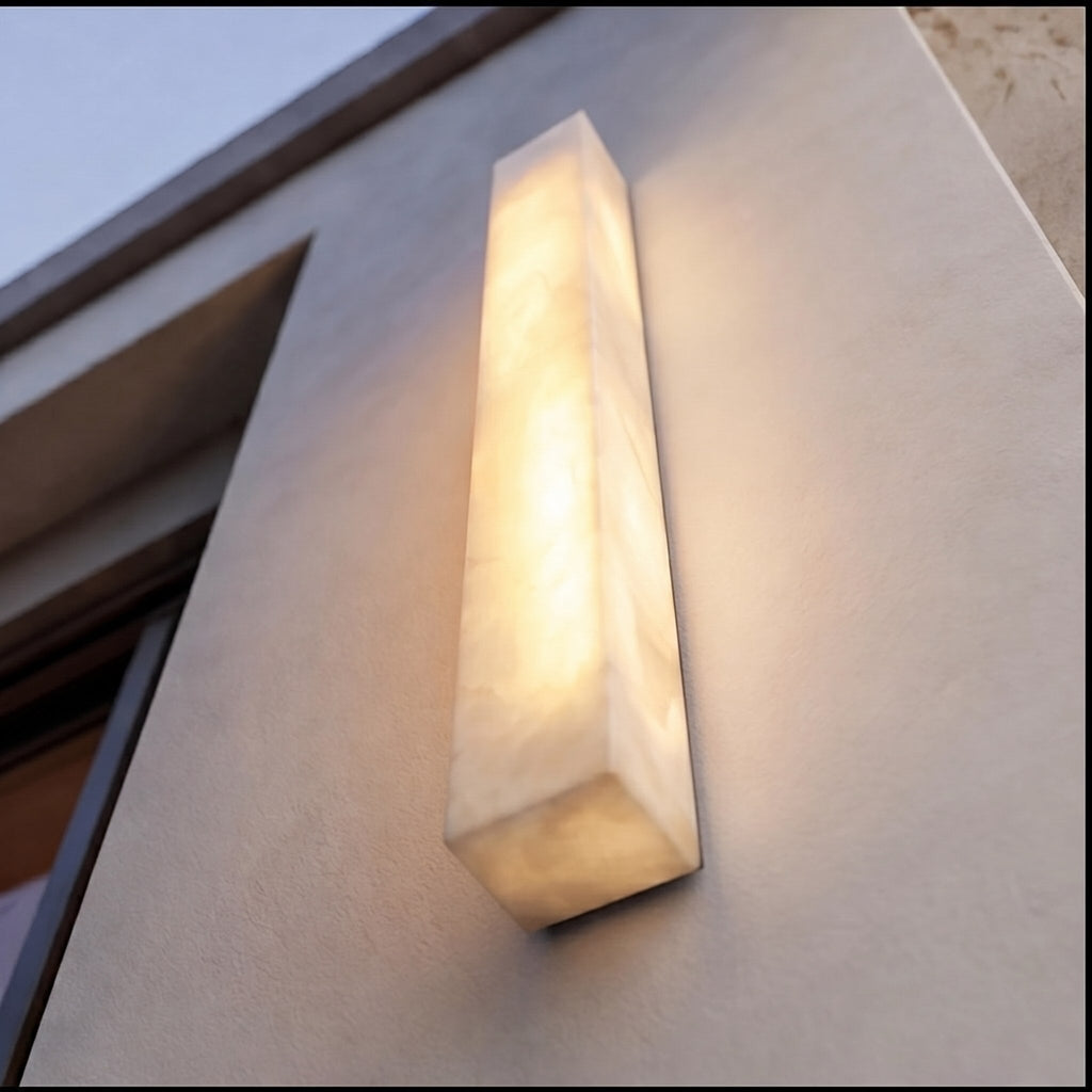 Modern Rectangular Outdoor Wall Lamp Weather-Resistant Resin LED Lighting for Pathways and Patios | ribuella