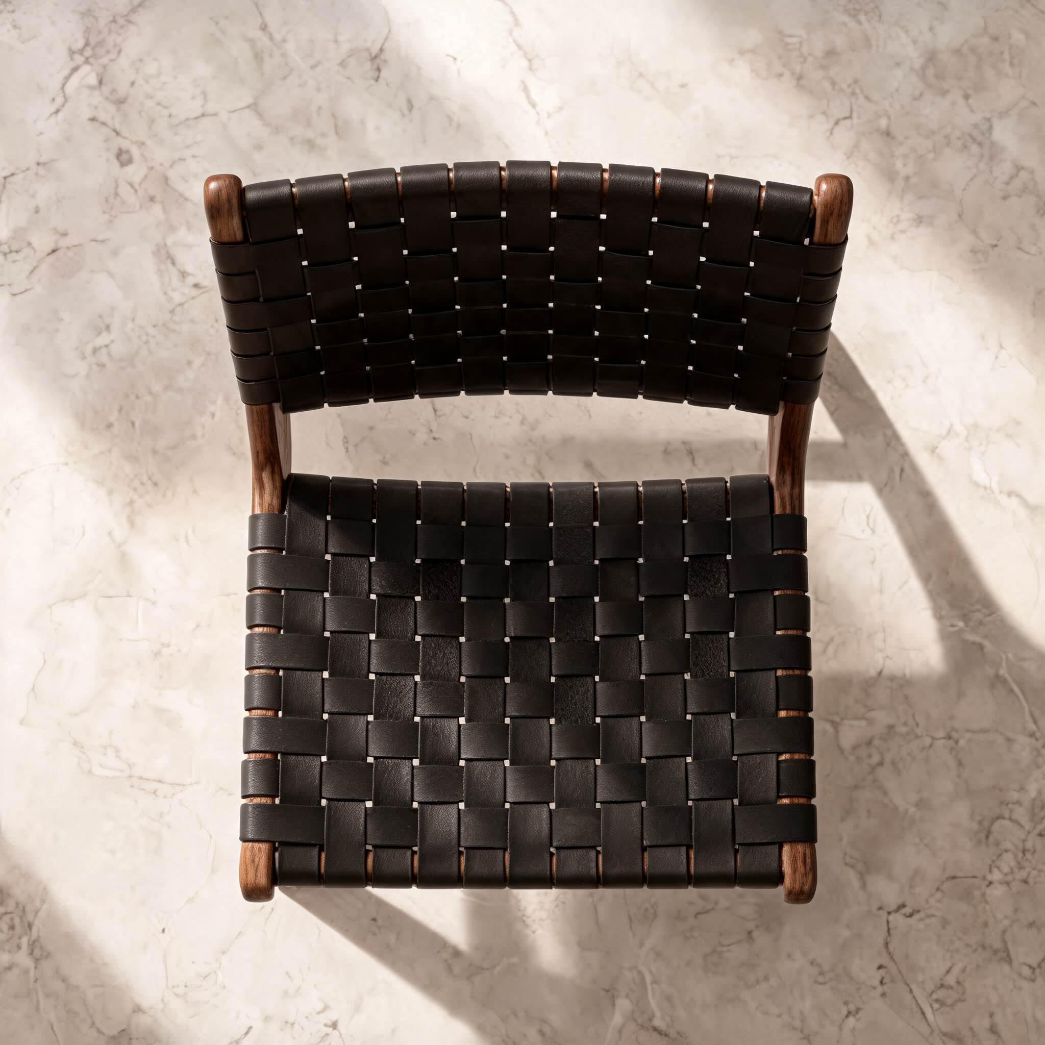 Modern Woven Leather Accent Chair with Solid Wood Frame and 107-Degree Recline | ribuella