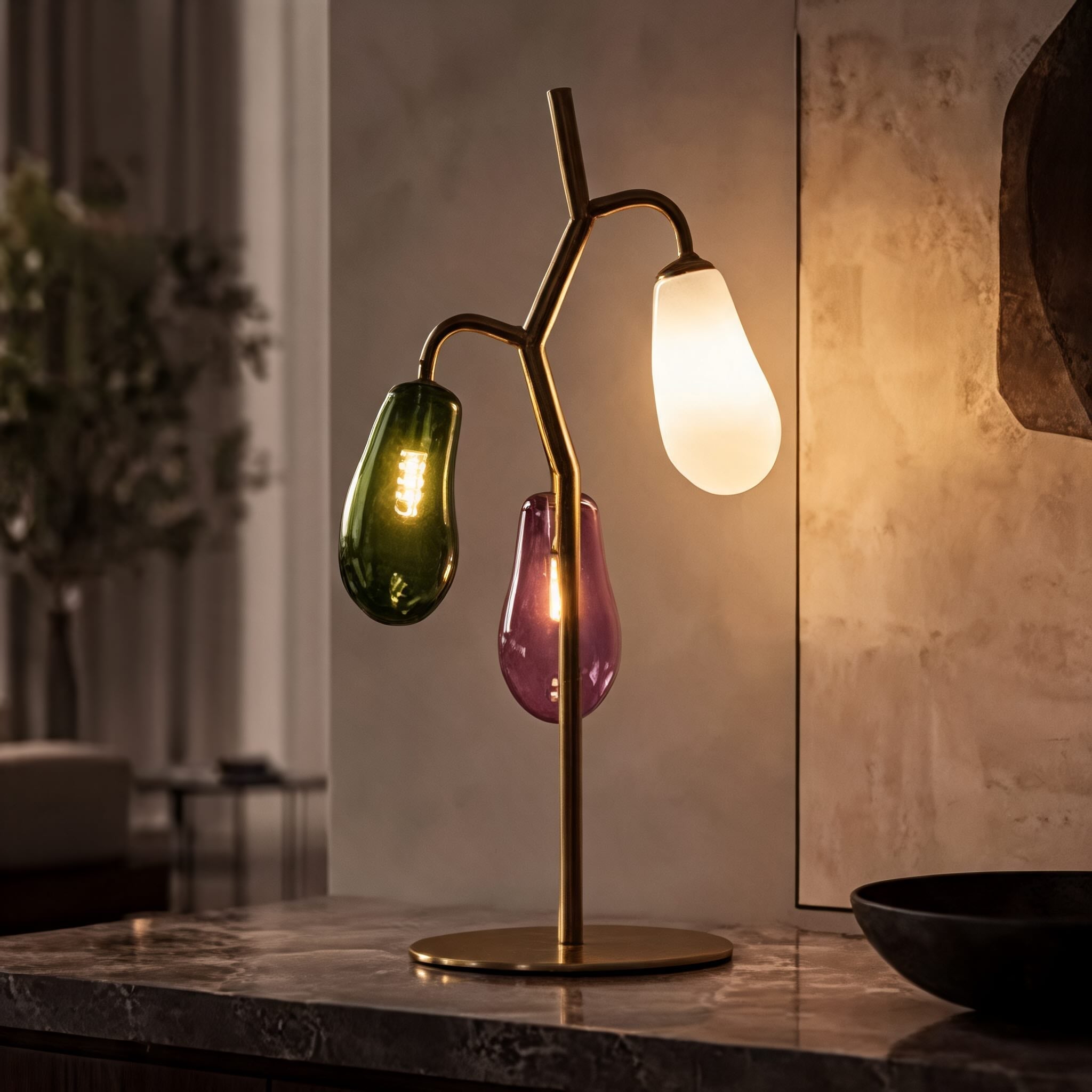 French Style Table Lamp with Colorful Glass Shades and LED Bulbs for Warm Illumination | ribuella