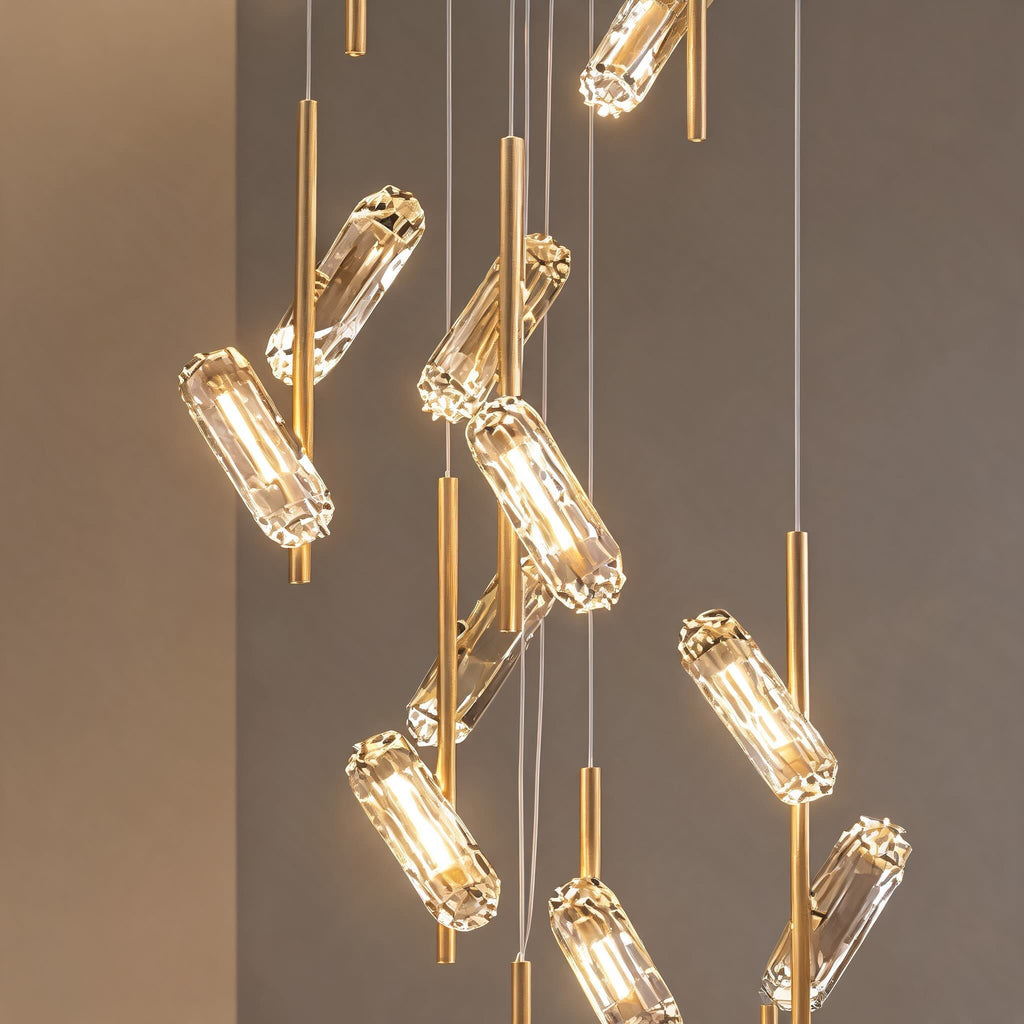 Moderner Kronleuchter mit höhenverstellbarer Hängeleuchte, Aluminiumrahmen, Acrylschirm, 20-flammige LED-Leuchte | ribuella