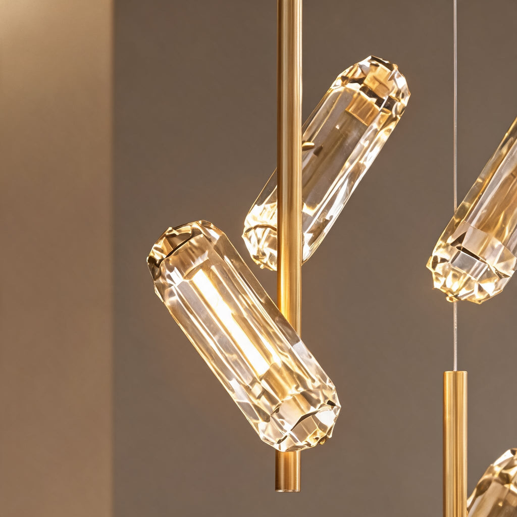 Moderner Kronleuchter mit höhenverstellbarer Hängeleuchte, Aluminiumrahmen, Acrylschirm, 20-flammige LED-Leuchte | ribuella