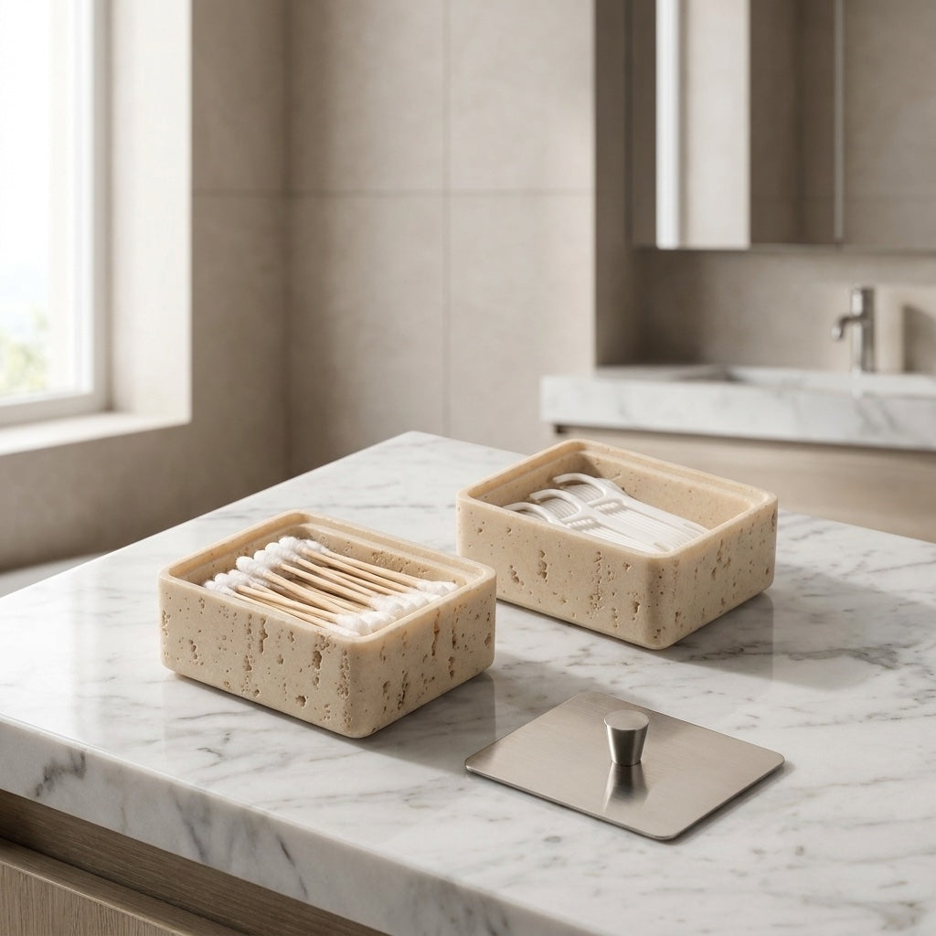 Moderne Schmuckaufbewahrungsbox mit kompaktem Design aus Naturstein und elegantem Glanzfinish | ribuella