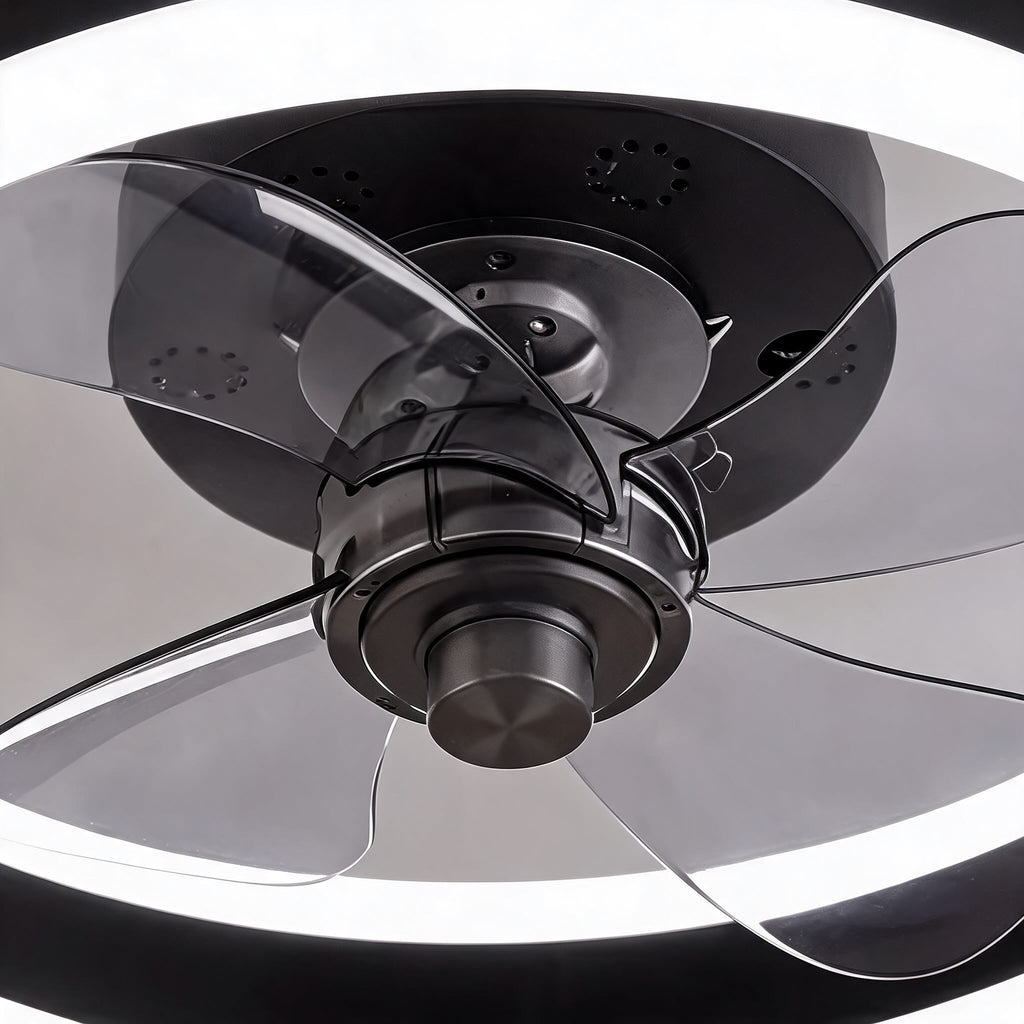 Modern Gold Flush Mount Ceiling Fan with Dimmable LED Light and ABS Blades for Home Use | ribuella