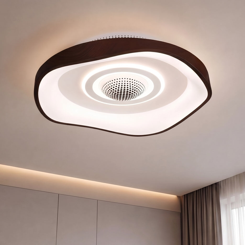 Moderní bezlopatkový stropní ventilátor 20 Inch s plochou montáží, železný, s nastavitelným LED světlem a nastavitelnou rychlostí | ribuella