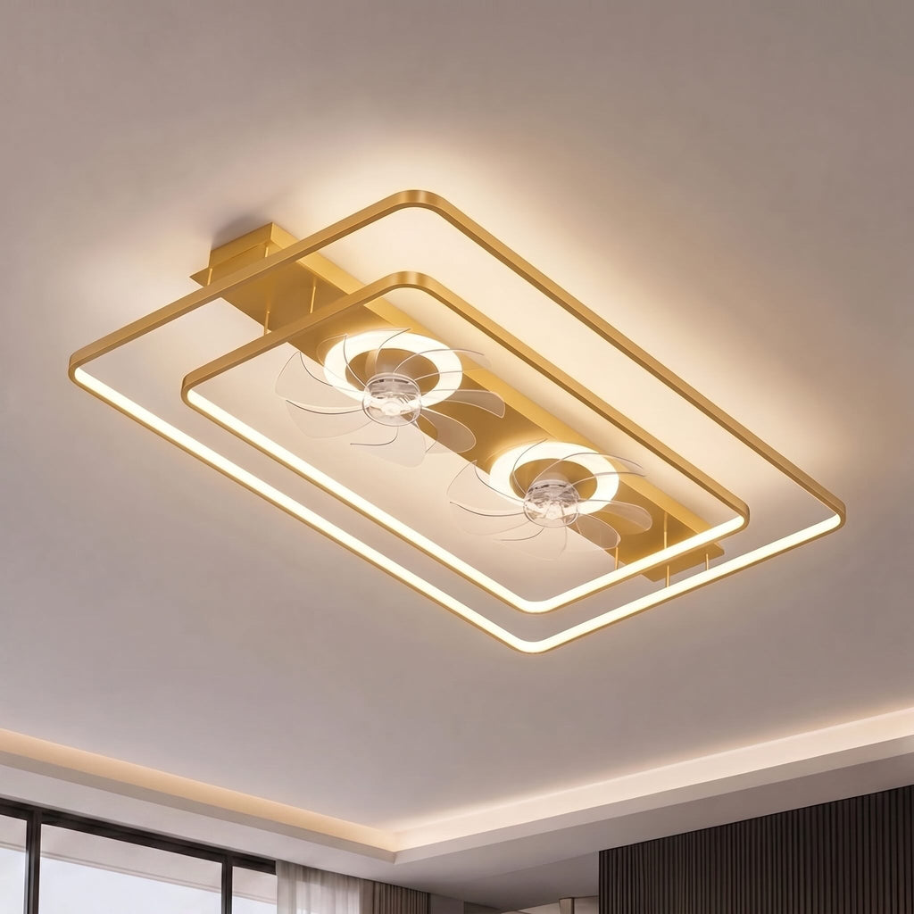 Modern Ceiling Fan Flush Mount with Iron Frame Acrylic Shade LED Dimmable for Indoor Use | ribuella