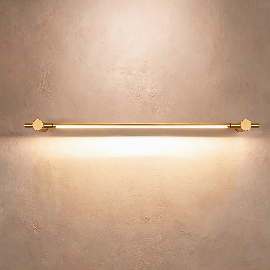 Modern Brass Bathroom Vanity Light Wall Mounted LED Fixture with Acrylic Shade 35.4 Inches | ribuella