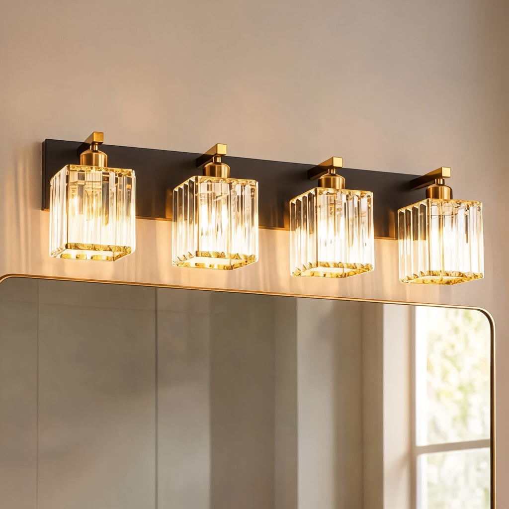 Modern Wall Sconce Lighting Hardwired Metal Crystal Shade 4-Light Design for Elegant Home Decor | ribuella