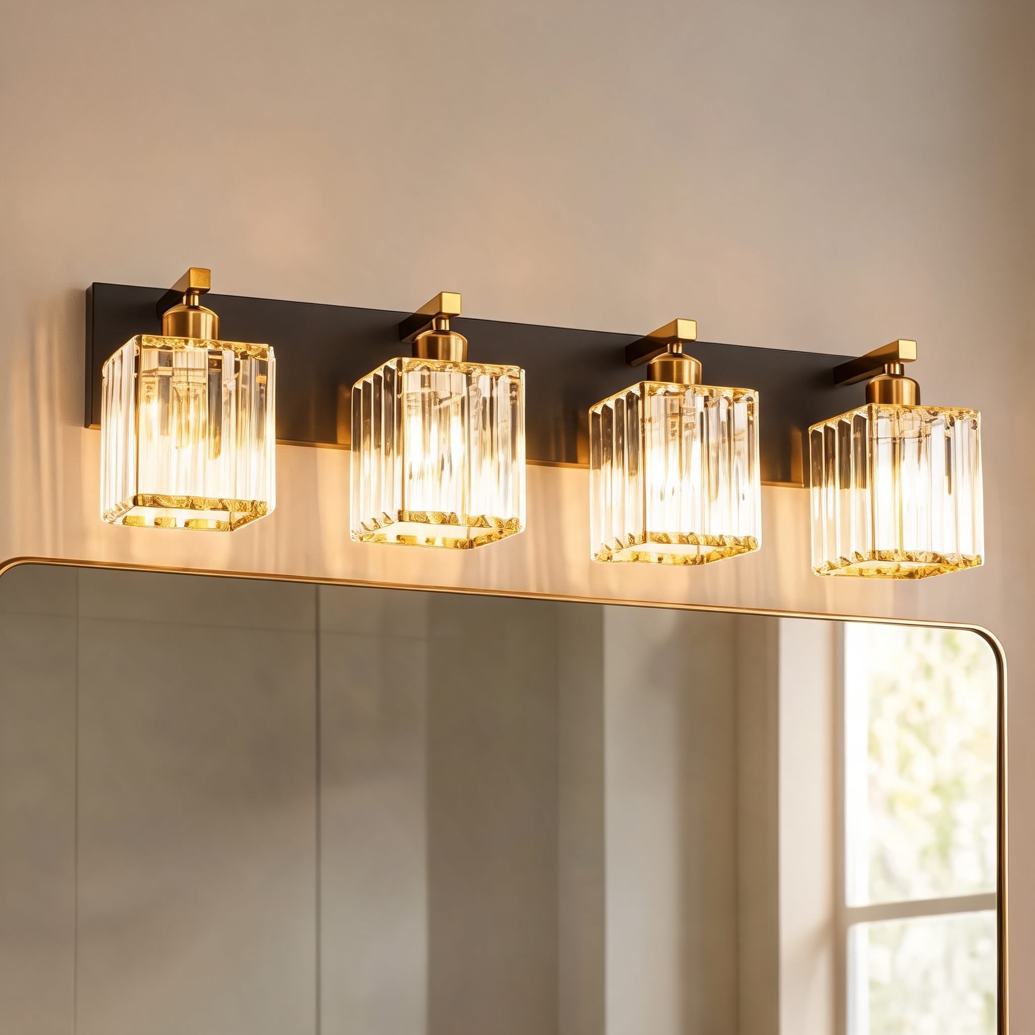 Modern Wall Sconce Lighting Hardwired Metal Crystal Shade 4-Light Design for Elegant Home Decor | ribuella