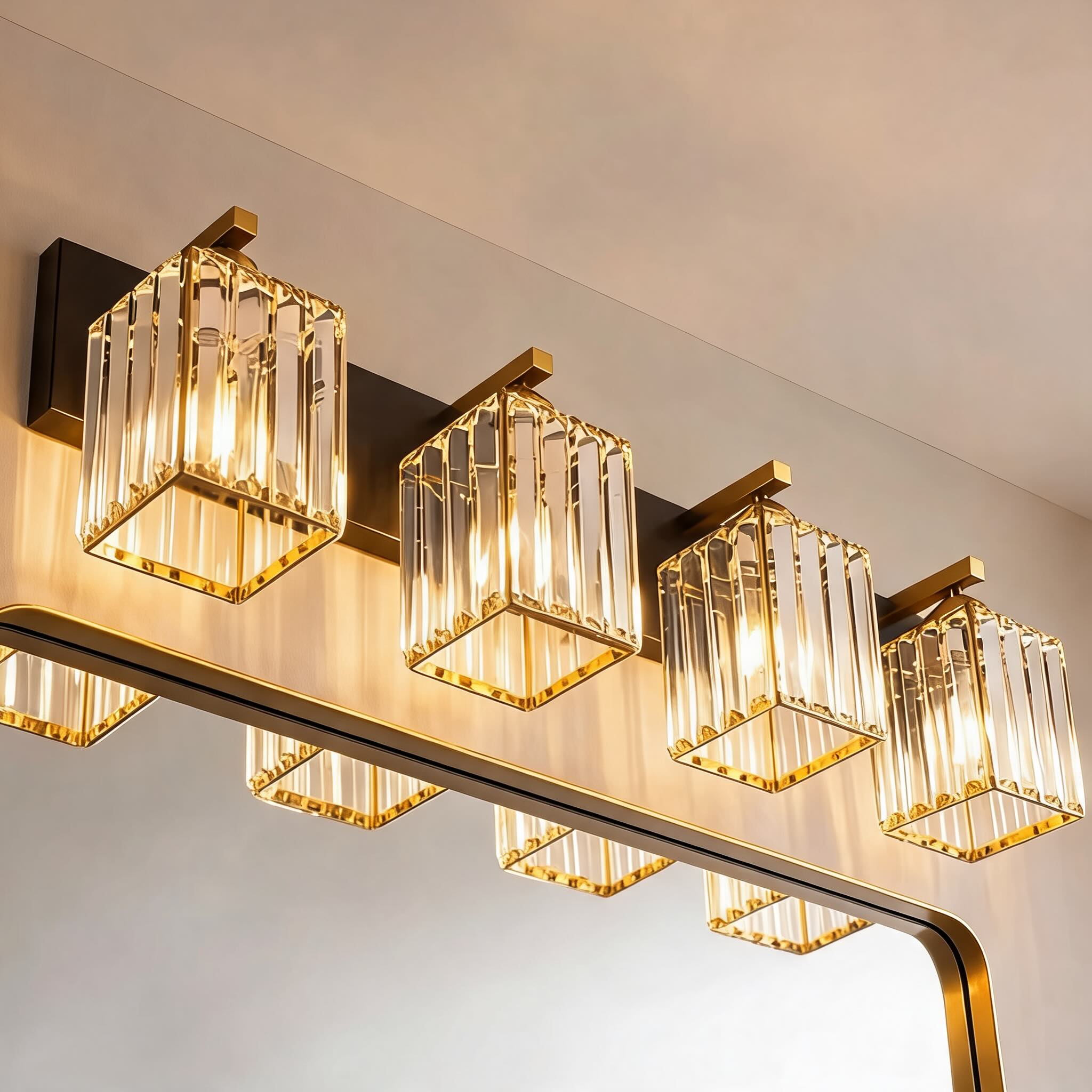 Modern Wall Sconce Lighting Hardwired Metal Crystal Shade 4-Light Design for Elegant Home Decor | ribuella