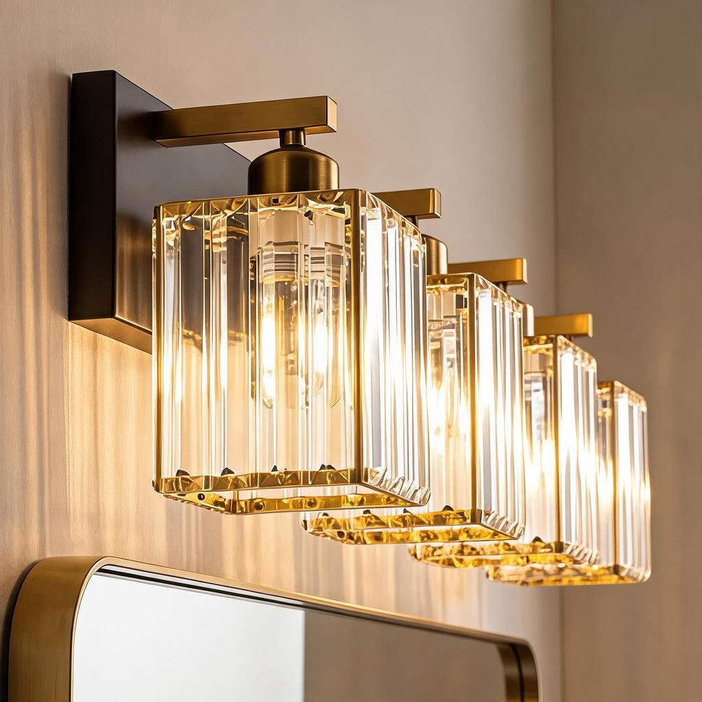 Modern Wall Sconce Lighting Hardwired Metal Crystal Shade 4-Light Design for Elegant Home Decor | ribuella