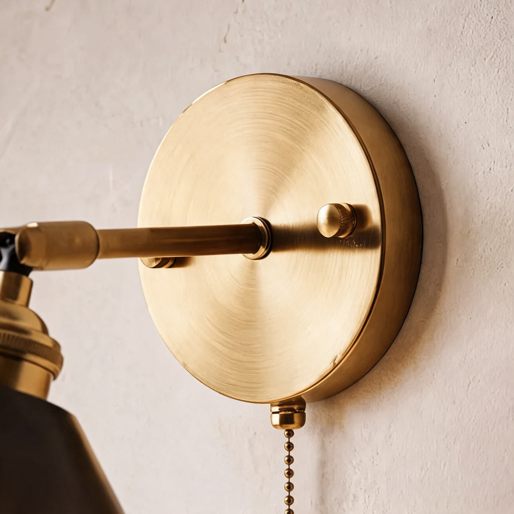 Rustieke houten wandlamp, verstelbare messing armatuur, E26/E27-fitting, max. 40 W | ribuella