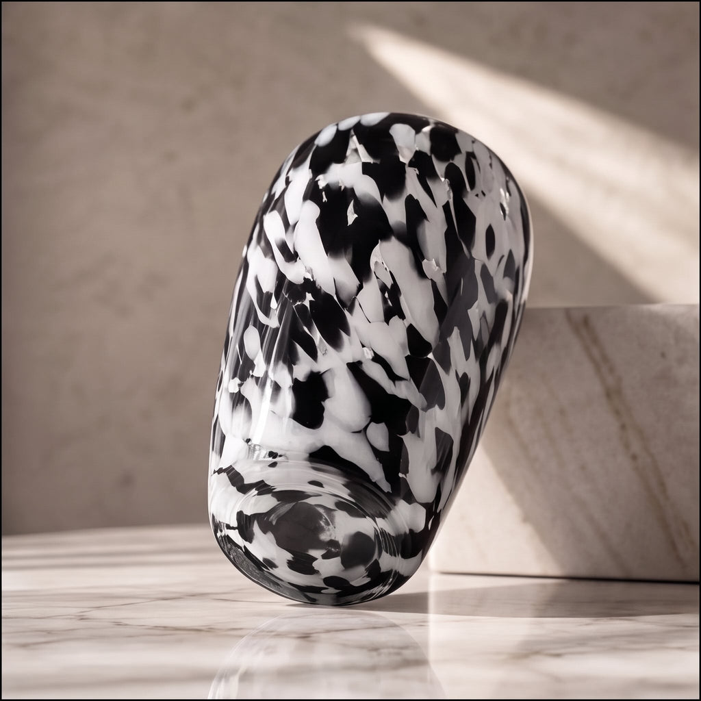 Modern Clear Glass Flower Vase Spotted Design Decorative Accent for Home Decor | ribuella