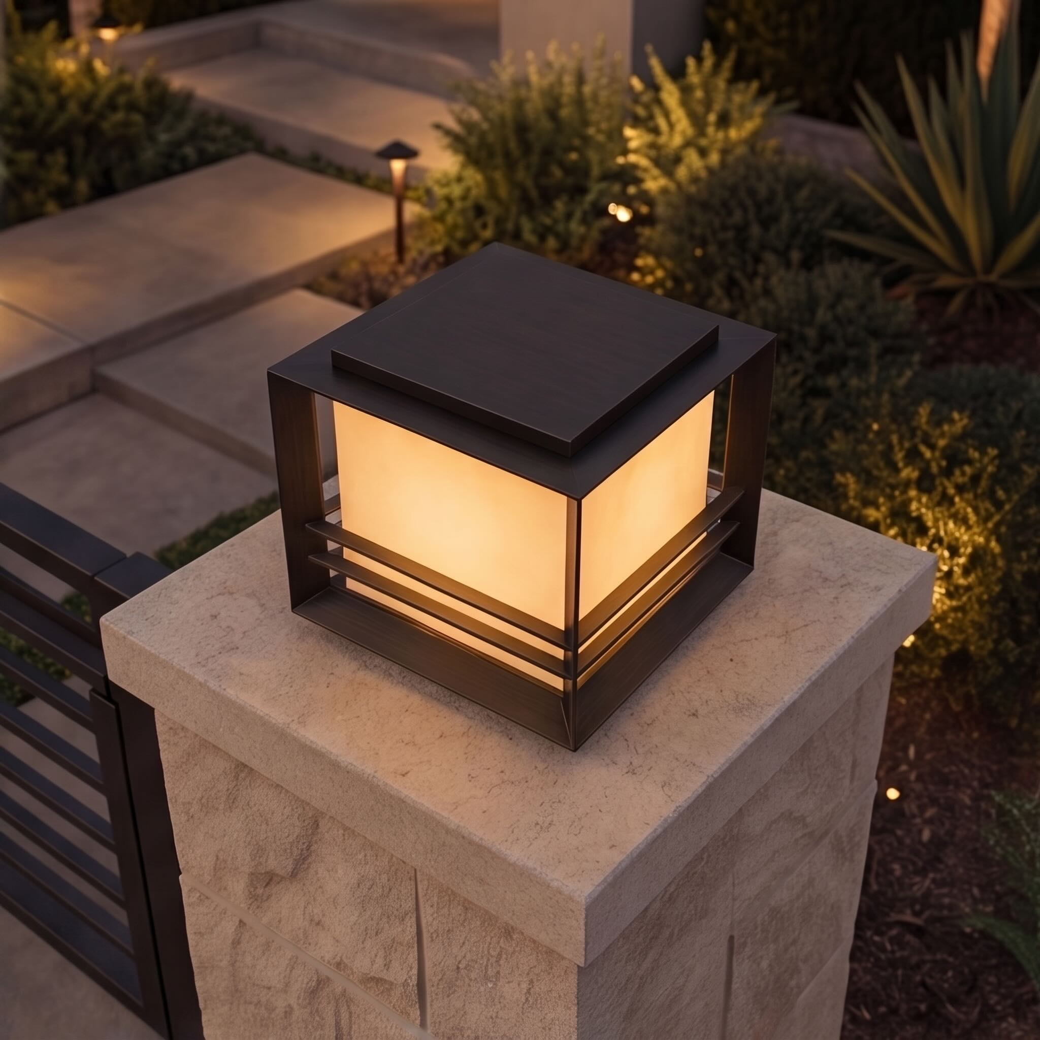 Modern Solar Garden Lights Outdoor Stainless Steel Pillar Light with Tri-Color LED and IP65 Waterproof Rating | ribuella