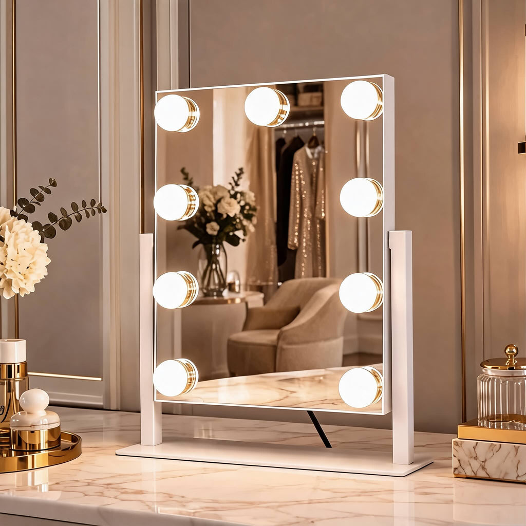Hollywood Vanity Mirror with Lights Dimmable LED Bulbs 360° Rotating Touch Sensor | ribuella