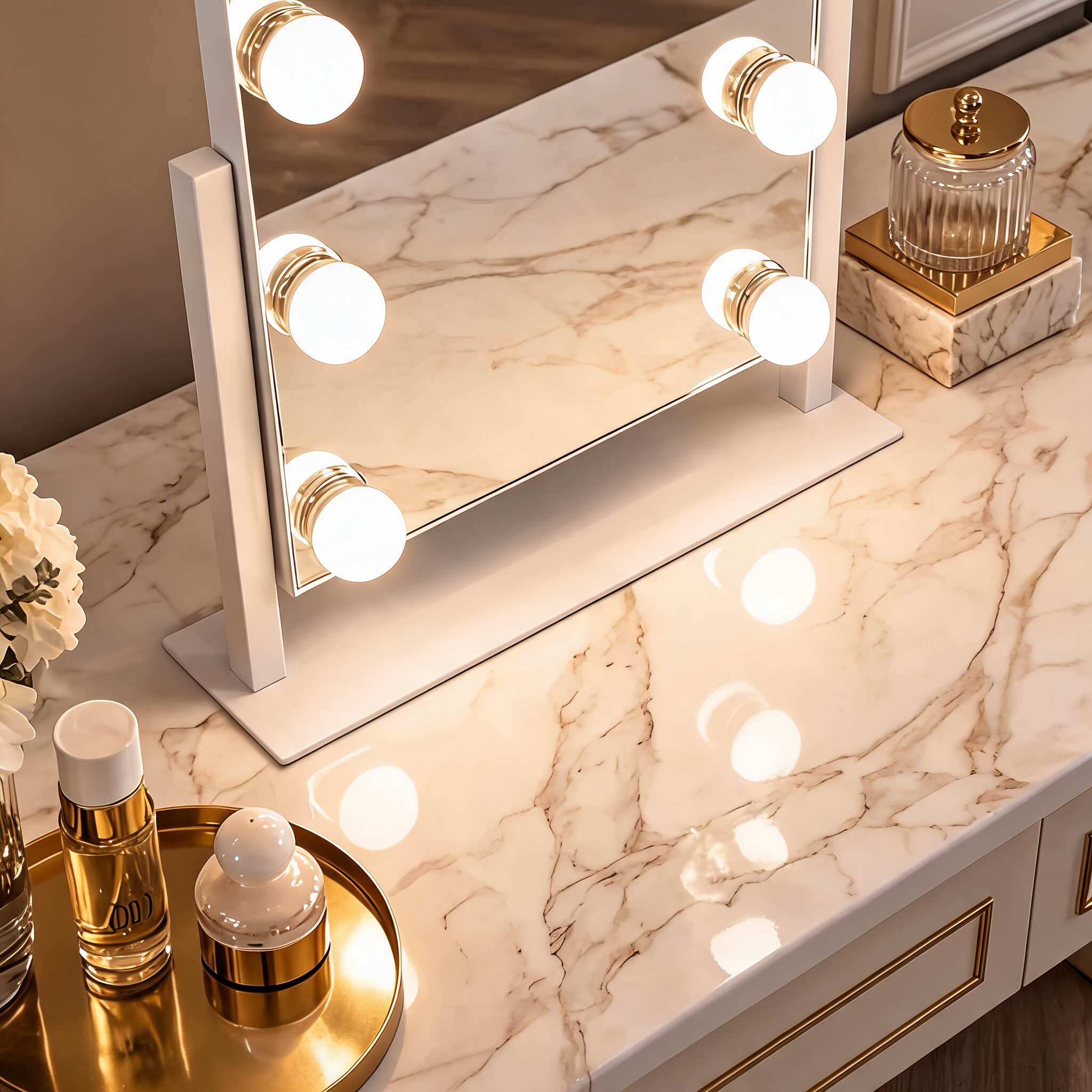 Hollywood Vanity Mirror with Lights Dimmable LED Bulbs 360° Rotating Touch Sensor | ribuella
