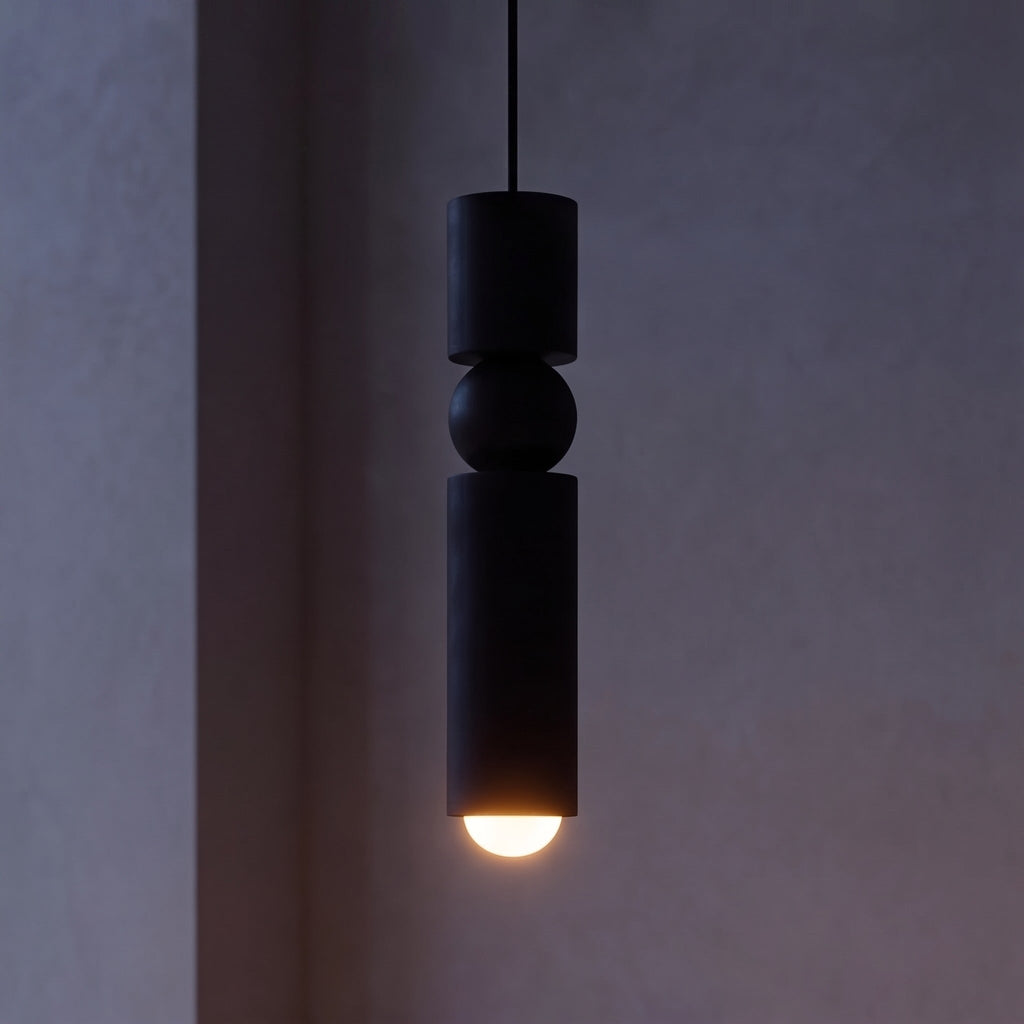 Moderní černé závěsné svítidlo s nastavitelným stmívatelným LED světlem a geometrickým kovovým designem | ribuella