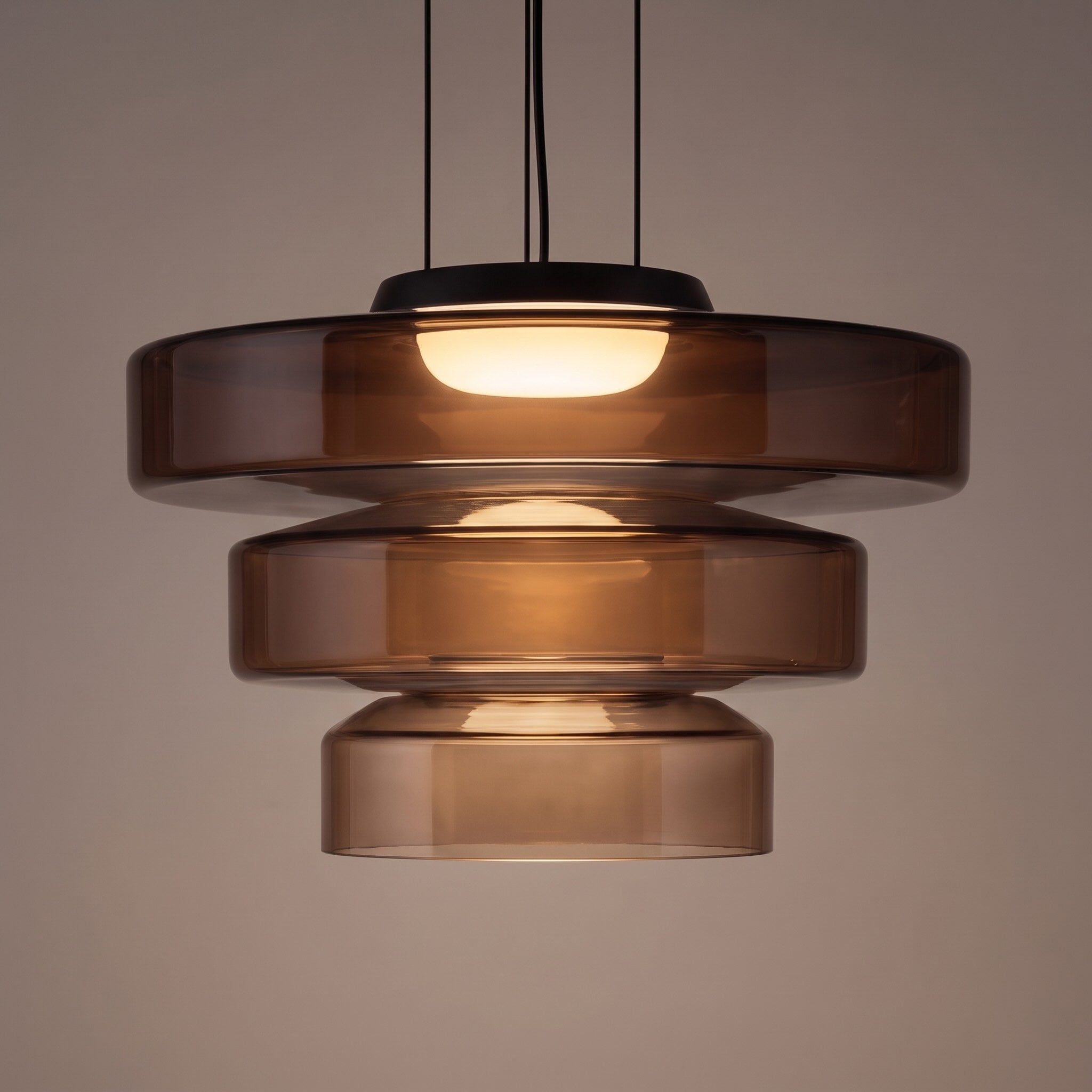 Modern Glass Pendant Light Hanging Fixture with Adjustable Height Dimmable LED and Iron Finish | ribuella