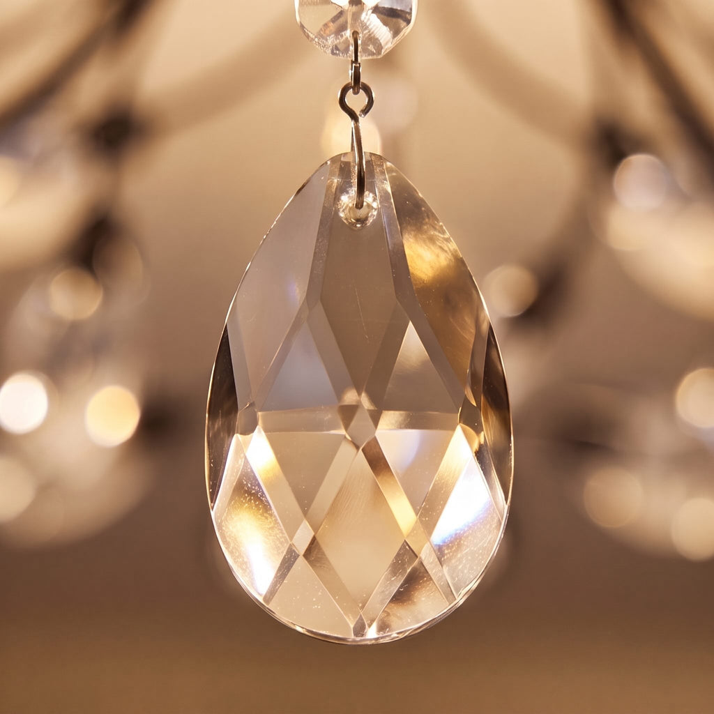 Modern Crystal Chandelier Semi-Flush Mount Iron 8-Light LED Fixture with Elegant Leaf Design | ribuella