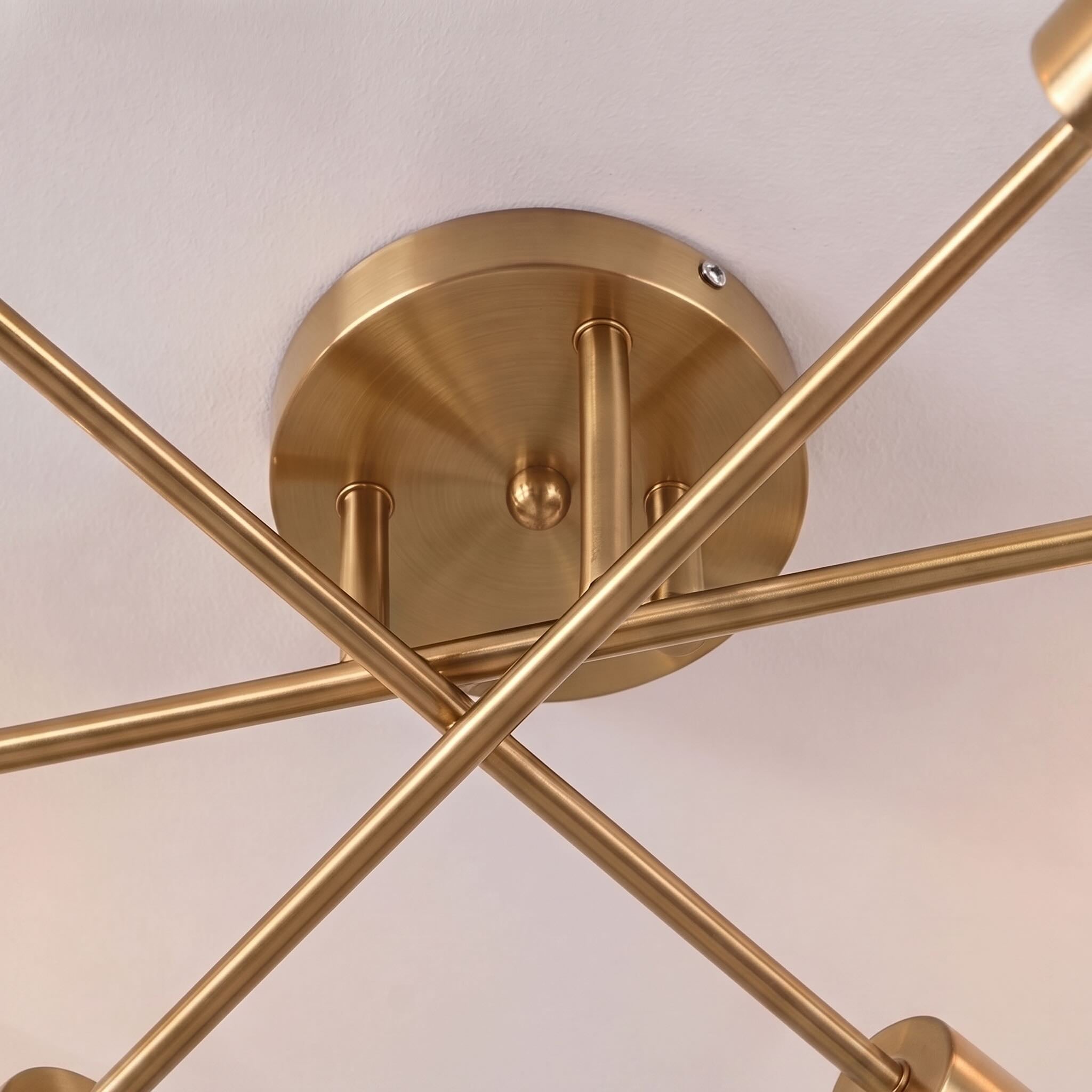 Moderní geometrické stropní svítidlo s kovovou základnou, LED a 6 žárovkami, průměr 28 Inch | ribuella