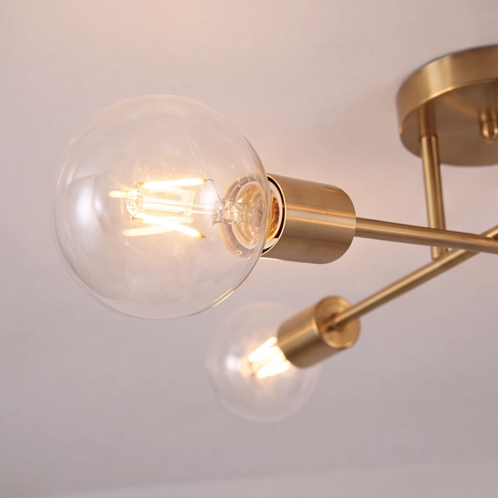 Moderní geometrické stropní svítidlo s kovovou základnou, LED a 6 žárovkami, průměr 28 Inch | ribuella