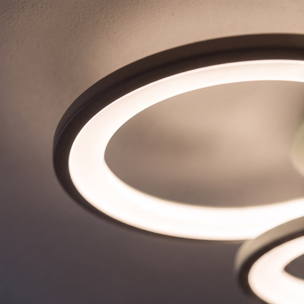 Modern Multi Ring Flush Mount Ceiling Light Metal Acrylic LED Dimmable Adjustable | ribuella