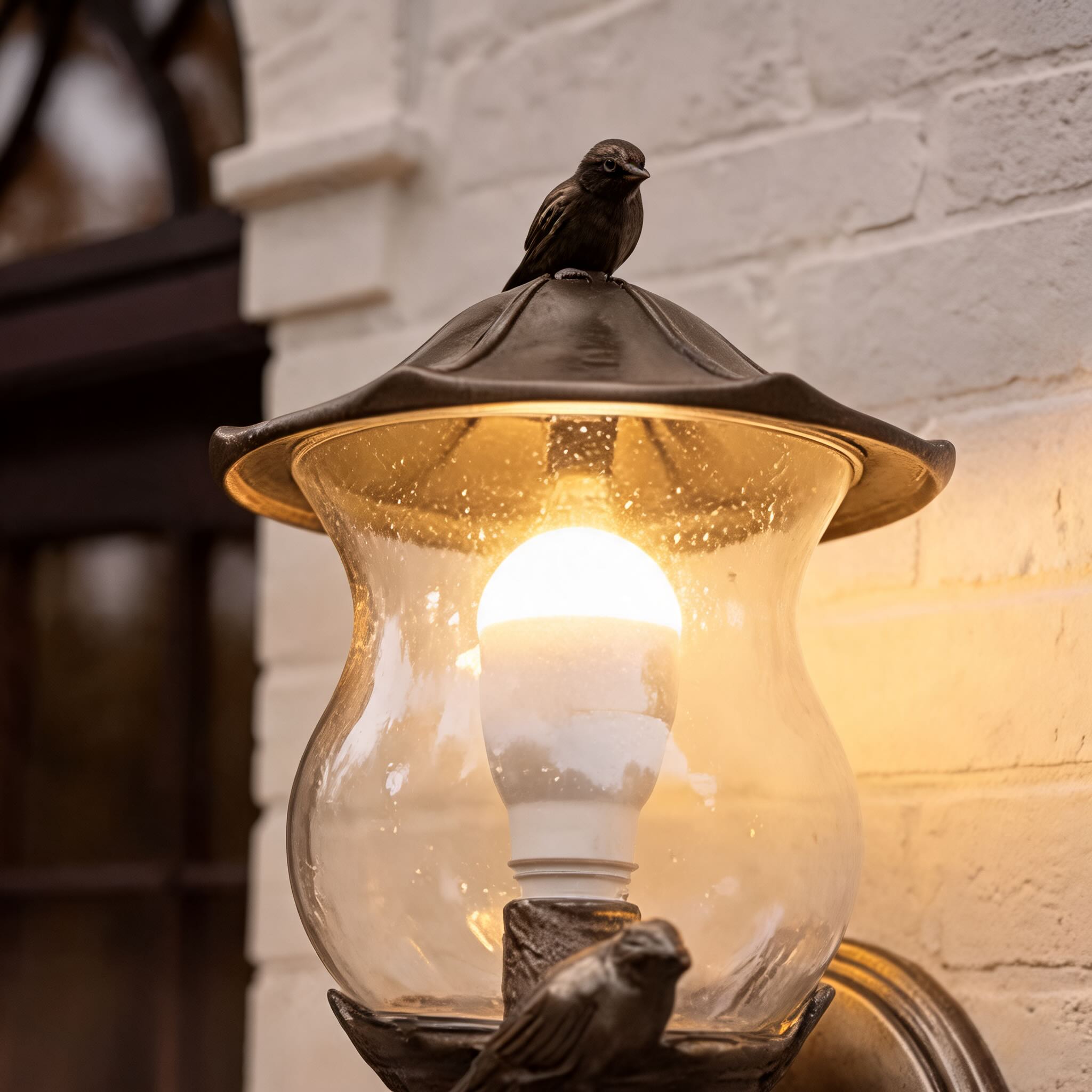 Modern Outdoor Wall Sconce with Carved Glass Shade Aluminum LED Warm White Lighting | ribuella