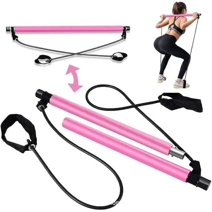 Portable Pilates Bar Kit - Two Piece Design Resistance Bands Foot Straps