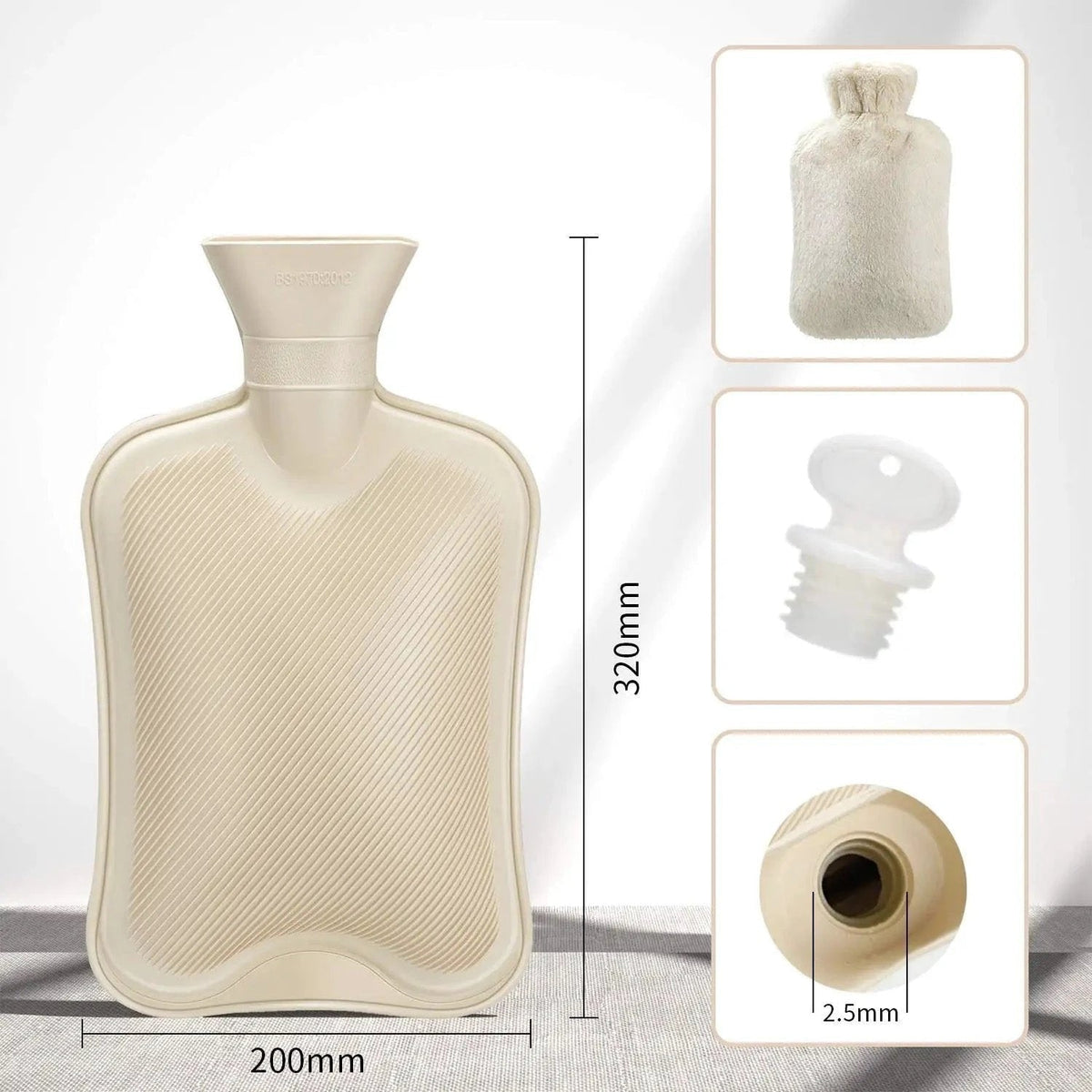 Borsa dell’acqua calda classica - Rivestimento rimovibile in morbido pile