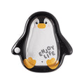 Garrafa de água quente duradoura em plástico brilhante, com formato de pinguim e painel abdominal transparente