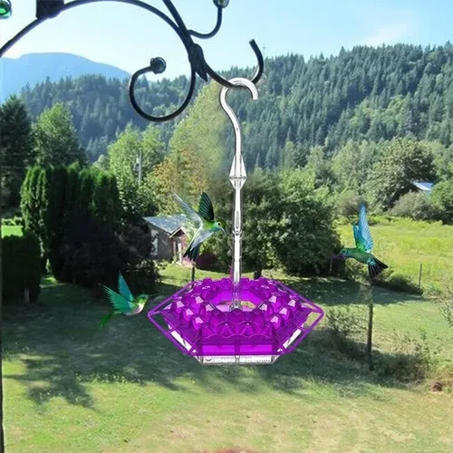 Wiszący karmnik dla kolibrów z wieloma miejscami do siedzenia i plastikowym pojemnikiem na nektar