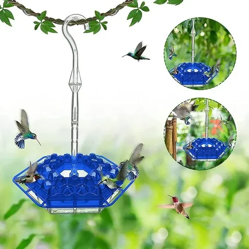 Hanging Hummingbird Feeder Multiple Perch Ports Plastic Nectar Container