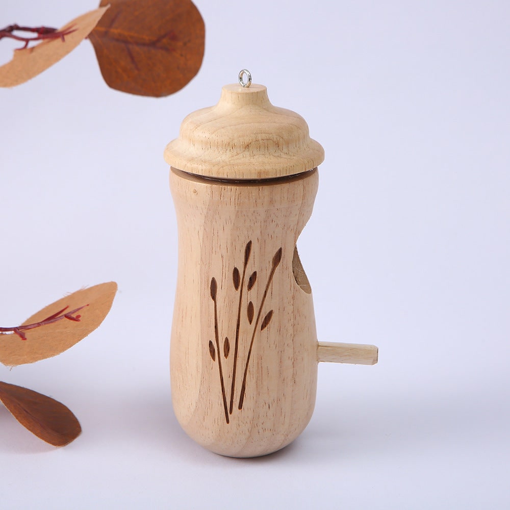 Mini Wooden Hummingbird Nesting Box - Carved Floral Hanging House