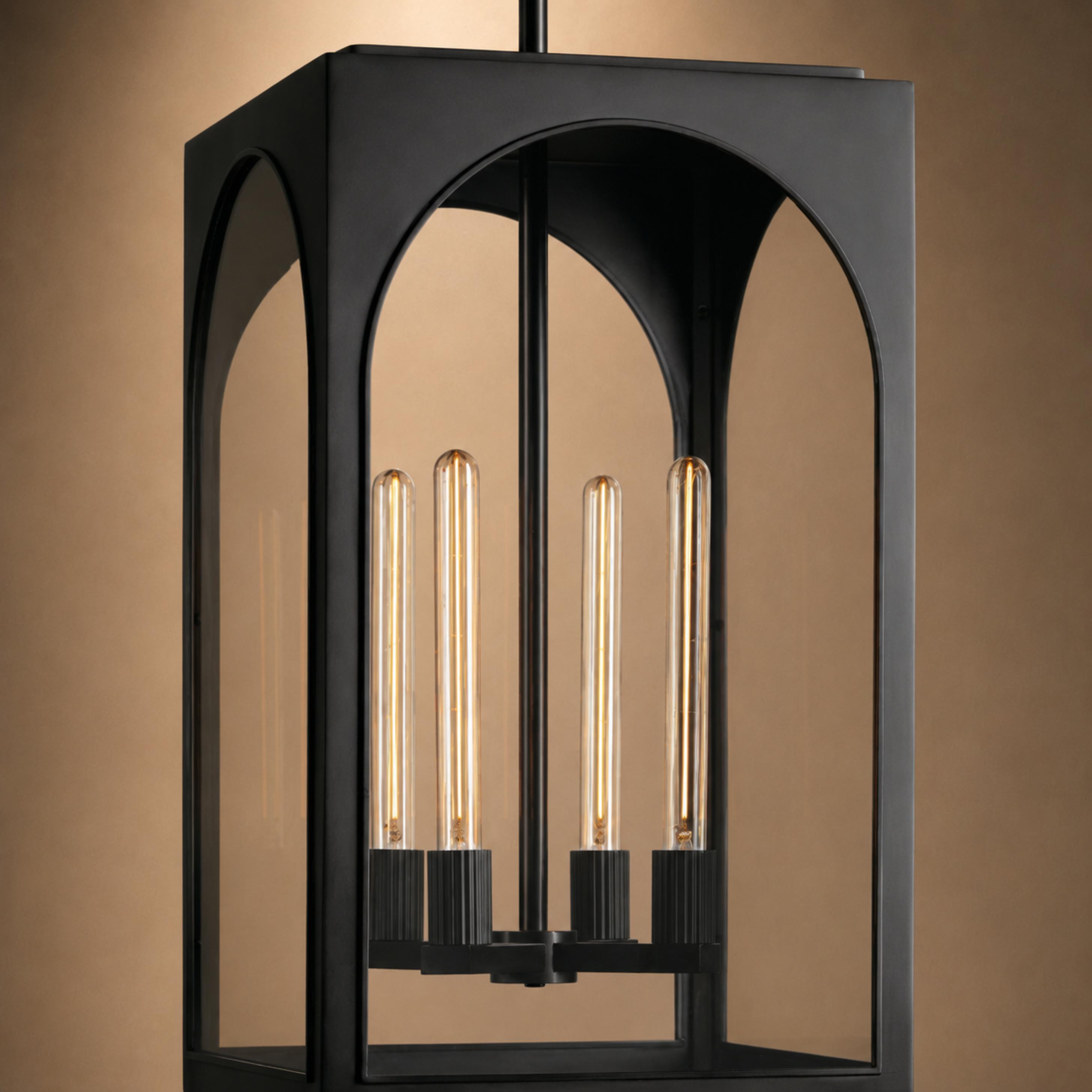 Brass & Black Outdoor Lantern Pendant Light – 18″ or 28″ | ribuella
