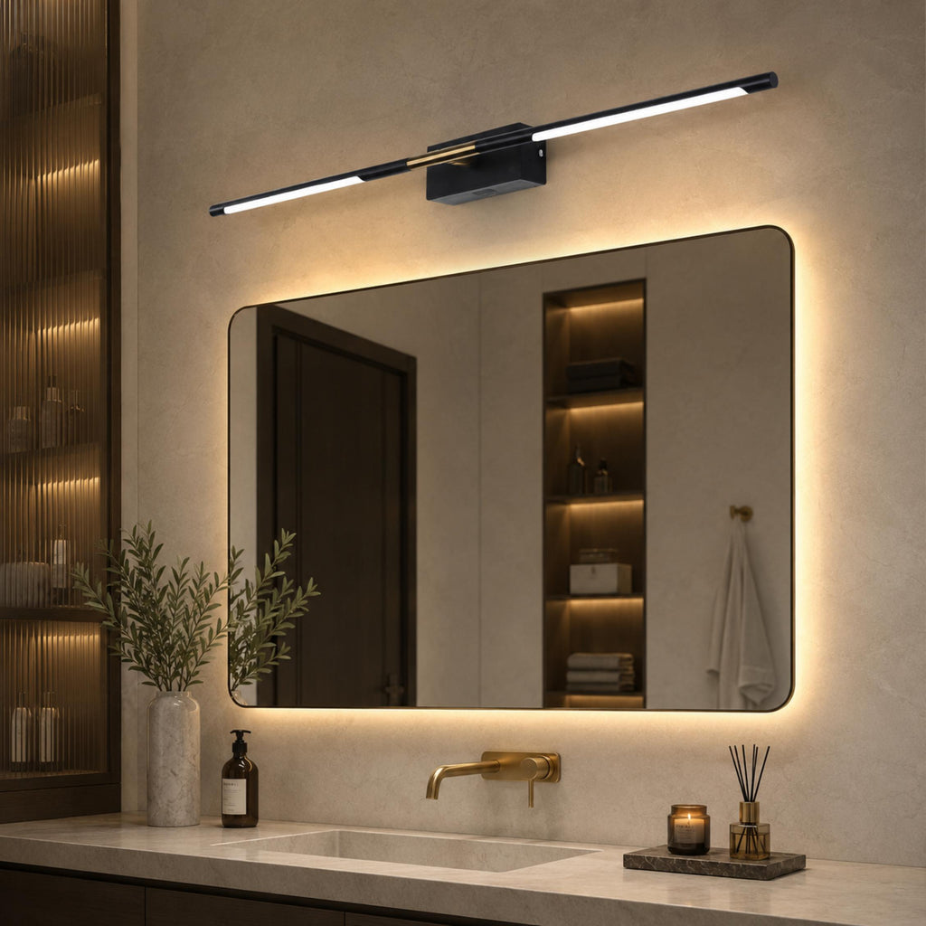 Modern Bathroom Vanity Light Bar Wall Mounted Black Acrylic LED Fixture Dimmable 6W 110V | ribuella