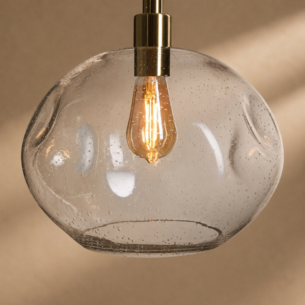 Hand-Blown Organic Glass Pendant Light – Clear, Amber or Smoke, 30cm | ribuella