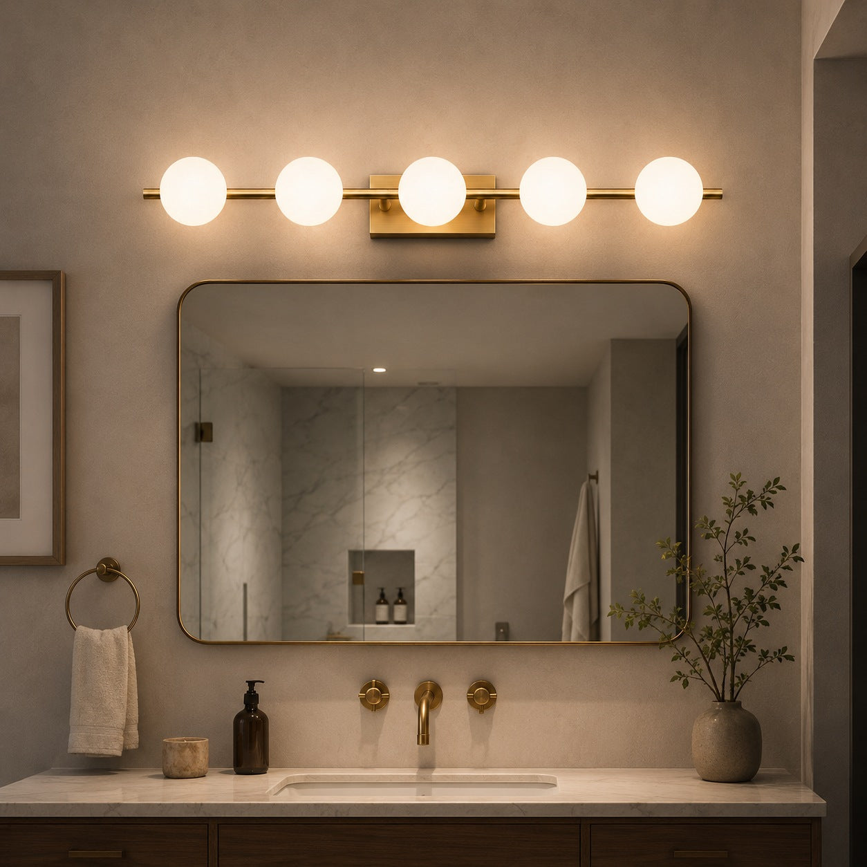 Modern LED Bathroom Vanity Light Bar Wall Mounted Copper with Adjustable Color Temperature | ribuella