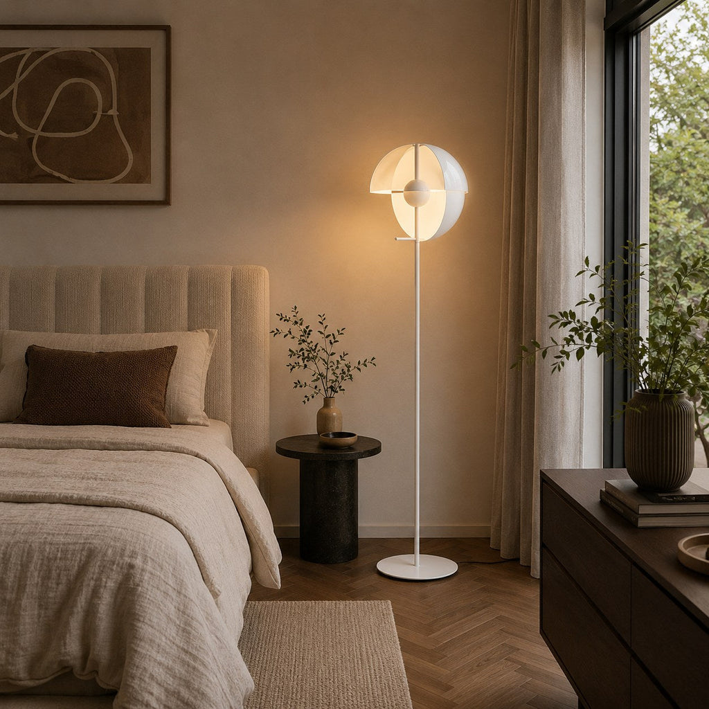 Moderní stojací lampa s nastavitelným stínidlem, železnou a akrylovou konstrukcí, stmívatelné vnitřní osvětlení do obývacího pokoje | ribuella