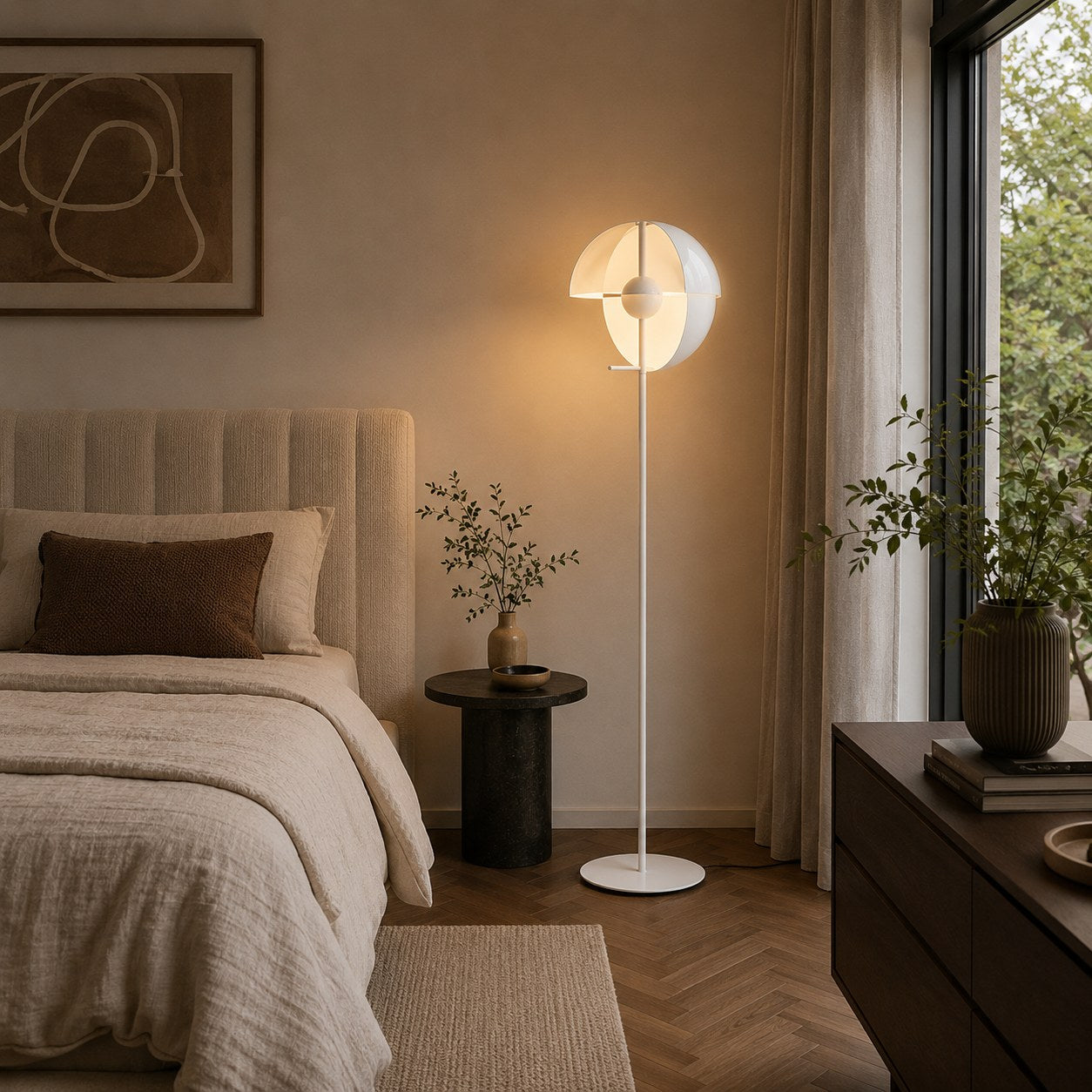 Moderní stojací lampa s nastavitelným stínidlem, železnou a akrylovou konstrukcí, stmívatelné vnitřní osvětlení do obývacího pokoje | ribuella