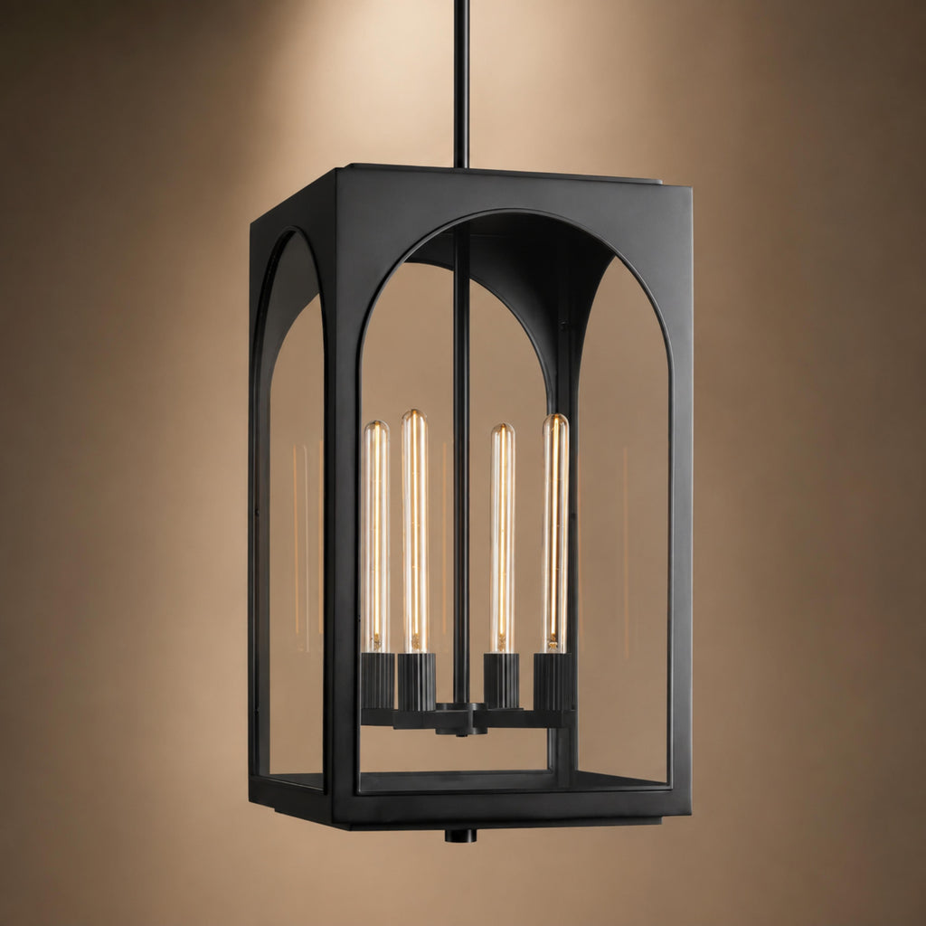 Brass & Black Outdoor Lantern Pendant Light – 18″ or 28″ | ribuella