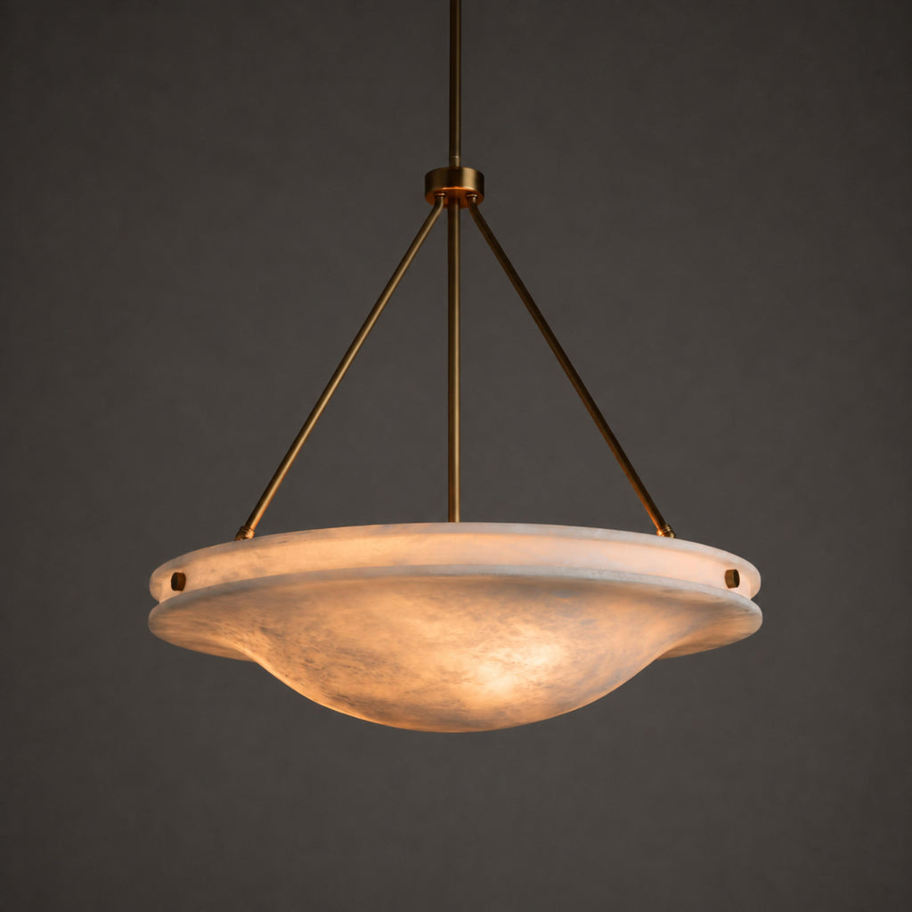 Naturlig pendellampe i alabaststen med antik messingfinish – 46 cm eller 76 cm | ribuella