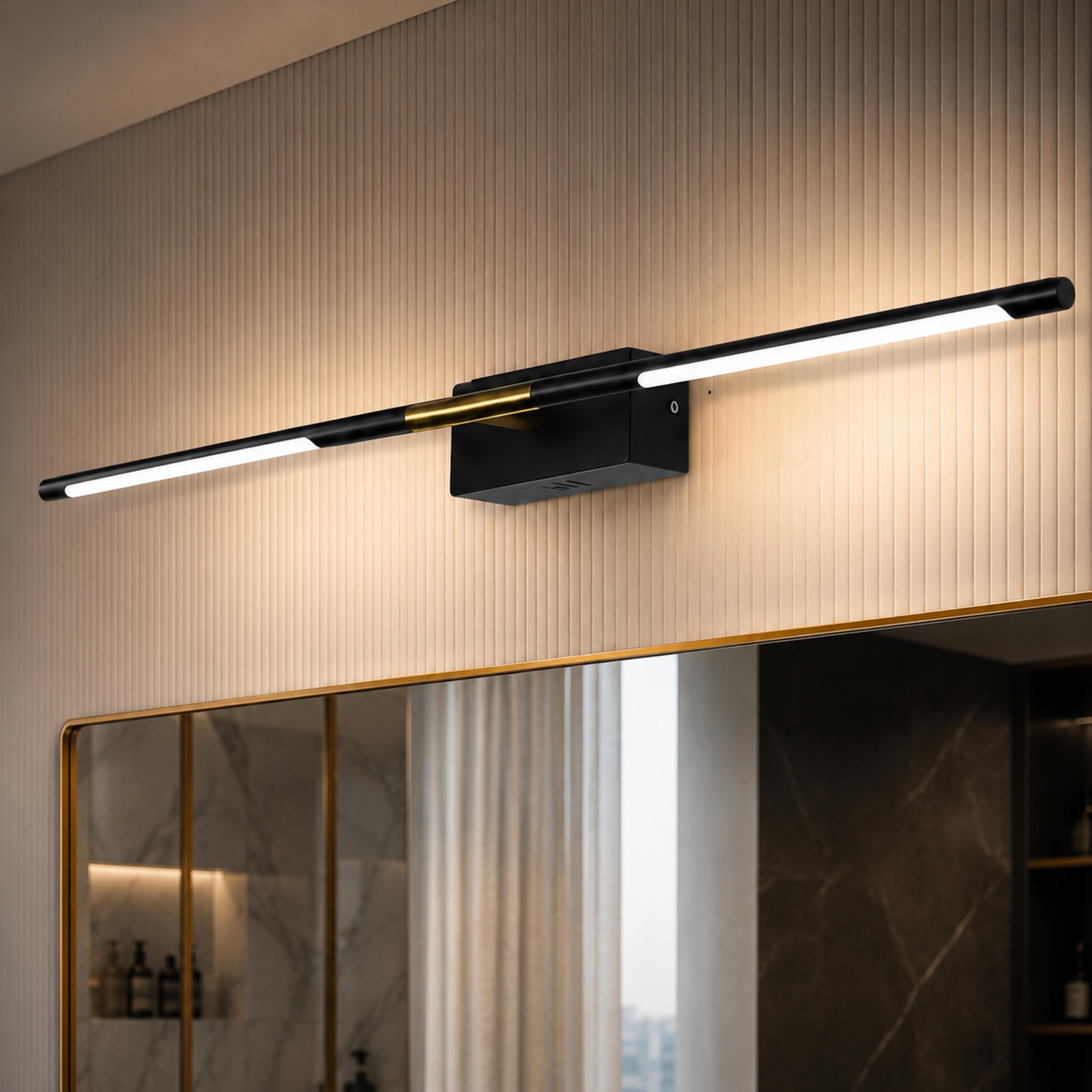 Modern Bathroom Vanity Light Bar Wall Mounted Black Acrylic LED Fixture Dimmable 6W 110V | ribuella