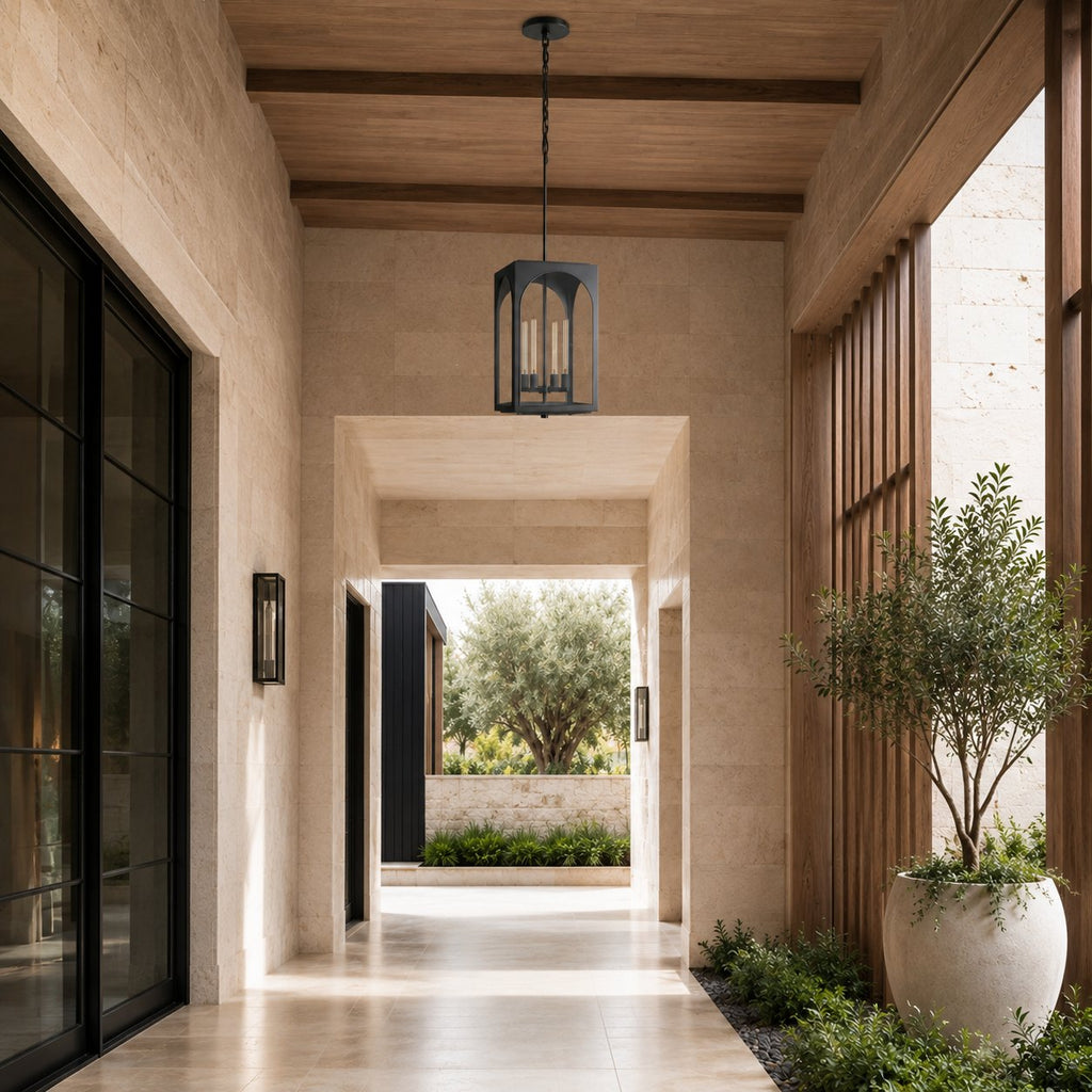 Brass & Black Outdoor Lantern Pendant Light – 18″ or 28″ | ribuella