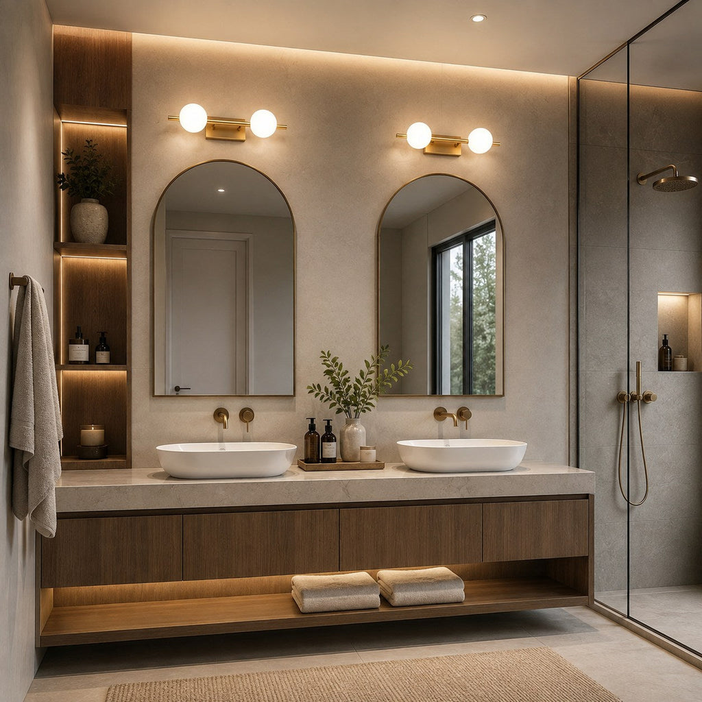 Modern LED Bathroom Vanity Light Bar Wall Mounted Copper with Adjustable Color Temperature | ribuella