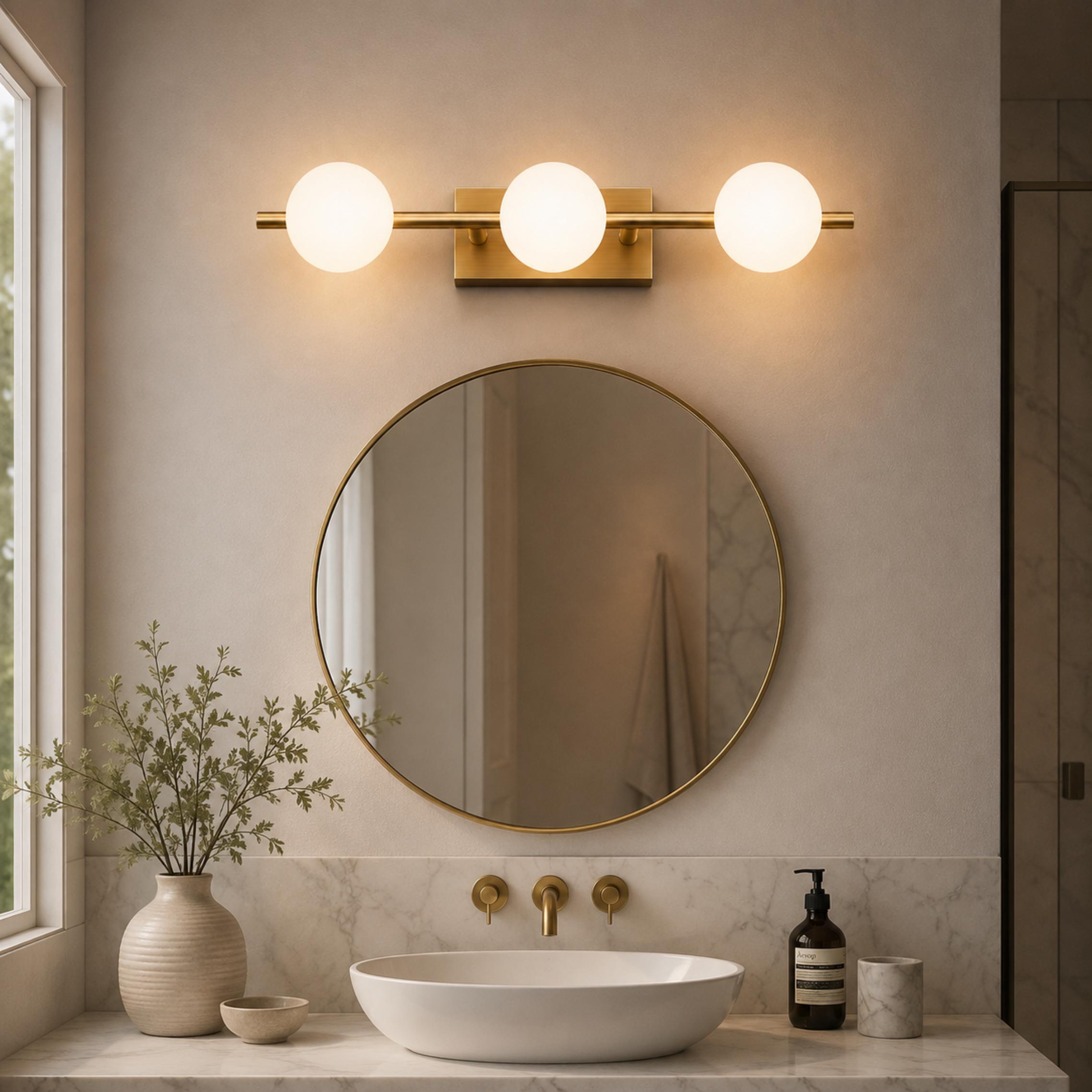 Modern LED Bathroom Vanity Light Bar Wall Mounted Copper with Adjustable Color Temperature | ribuella